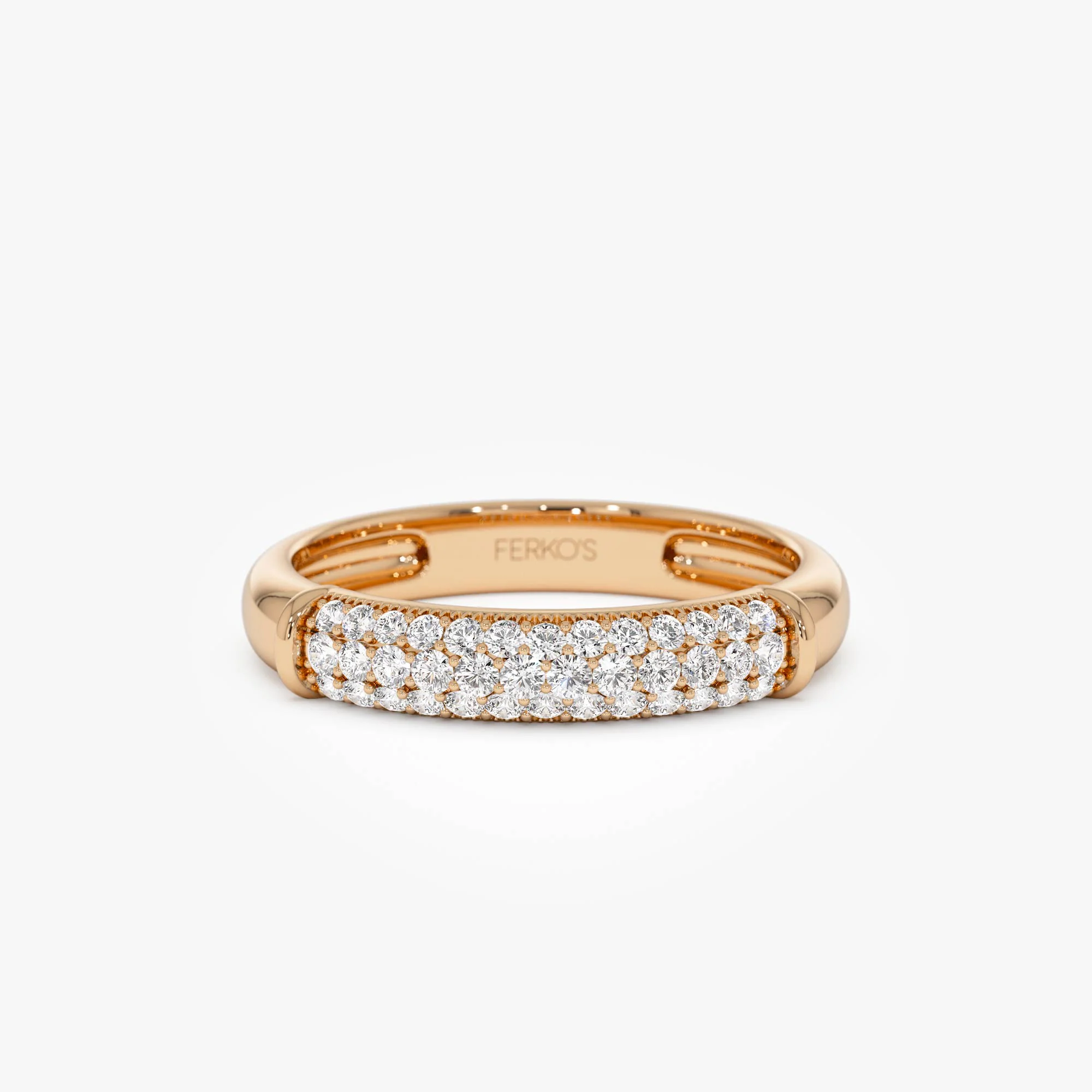 14K Three Row Diamond Pave Band - Image 8