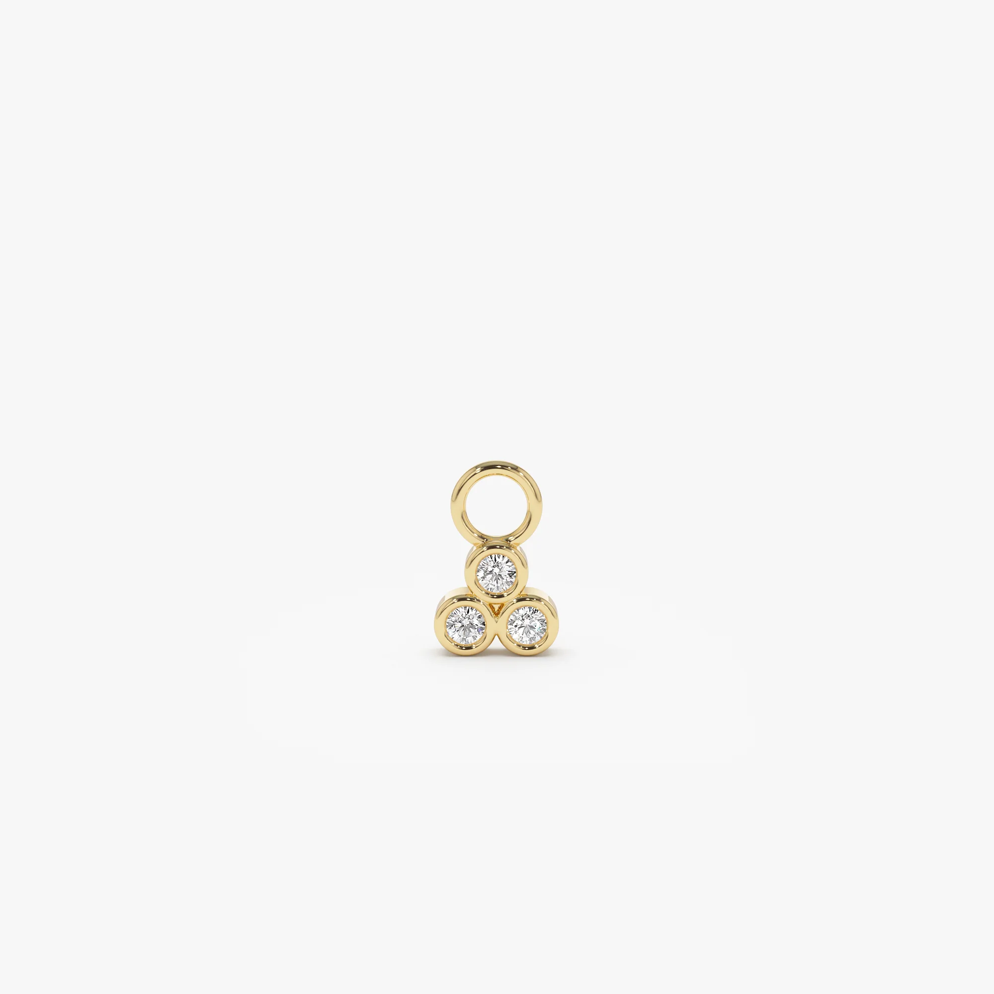 14k Tri Bezel Hoop Charm