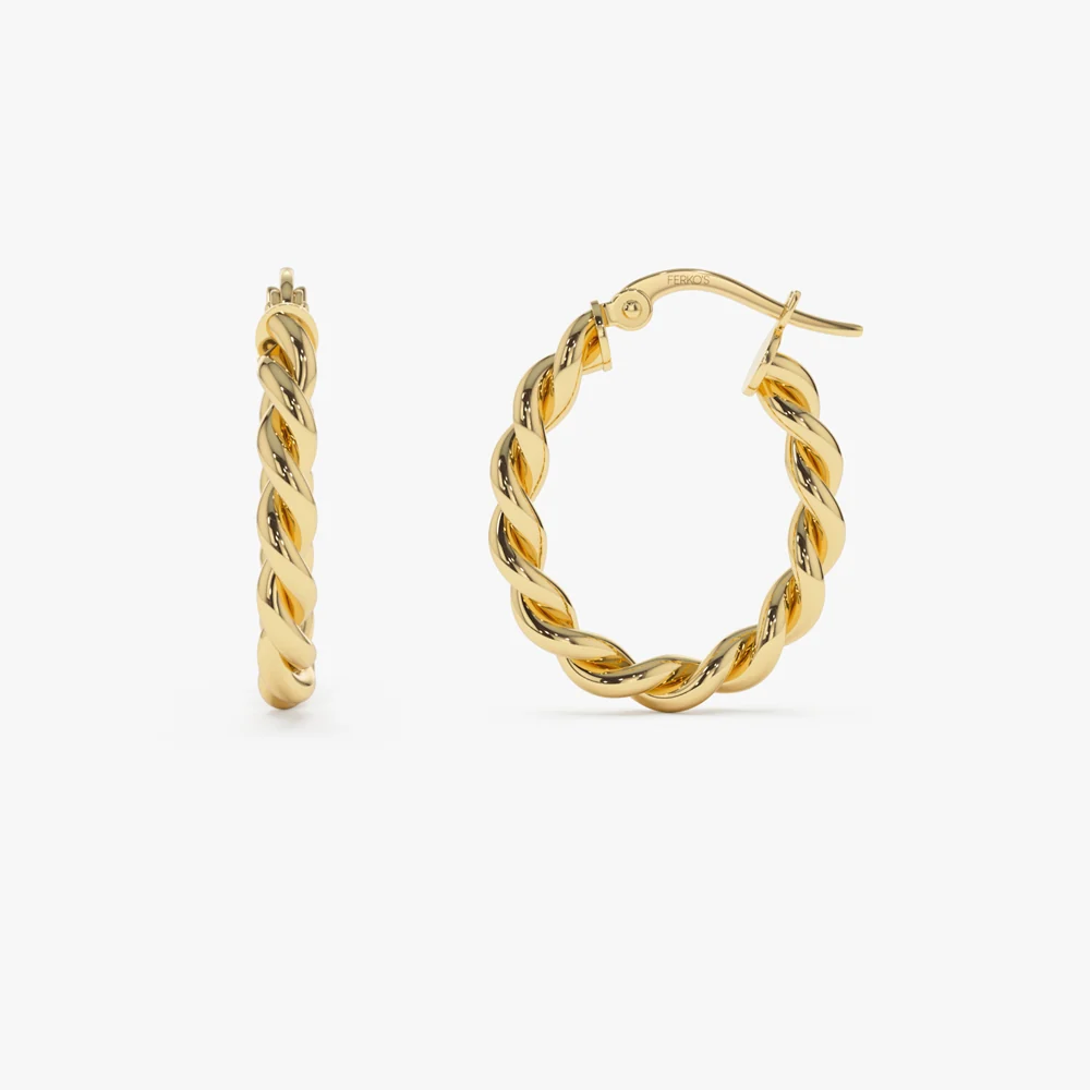 14k Twist Rope Earrings 20MM - Image 6