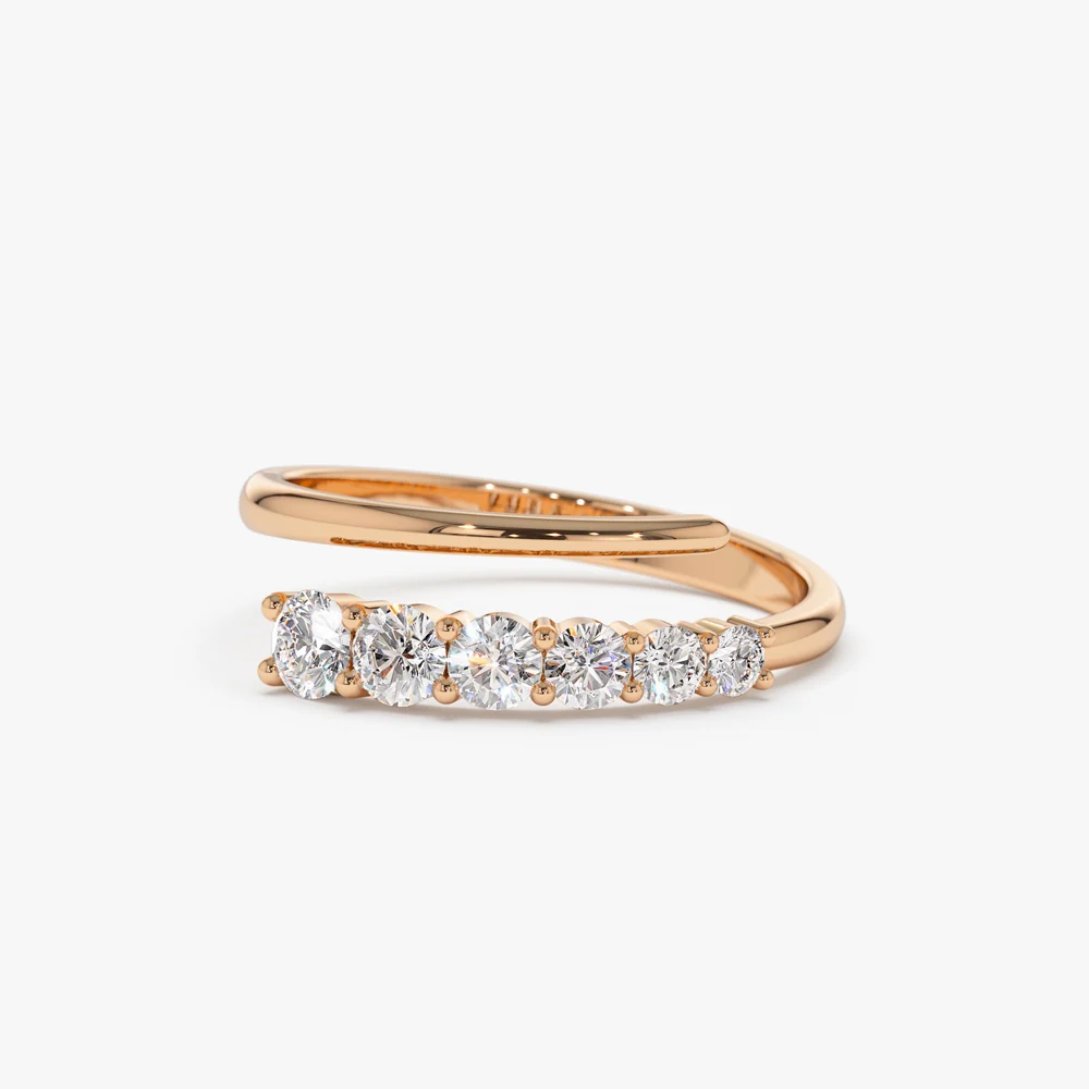 14k Unique Crossover Diamond Statement Ring - Image 3