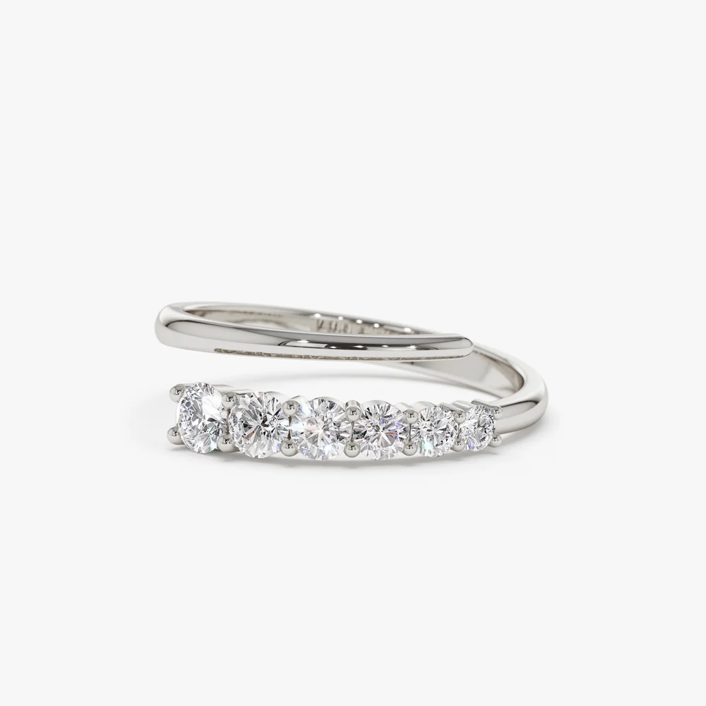 14k Unique Crossover Diamond Statement Ring - Image 4