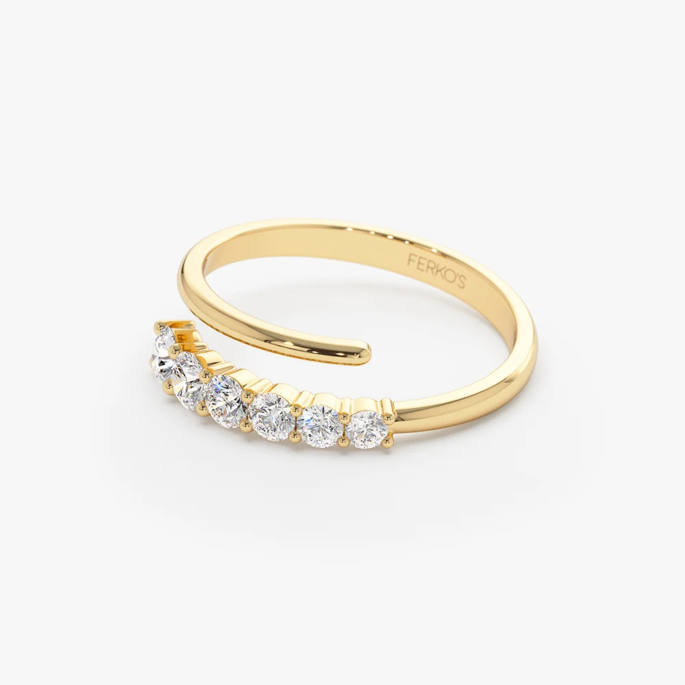 14k Unique Crossover Diamond Statement Ring - Image 5