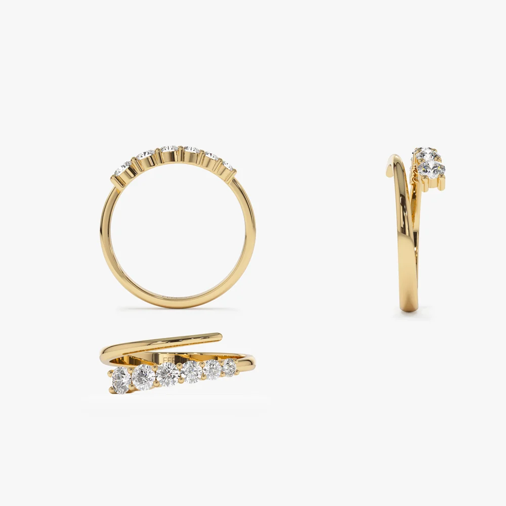 14k Unique Crossover Diamond Statement Ring - Image 6