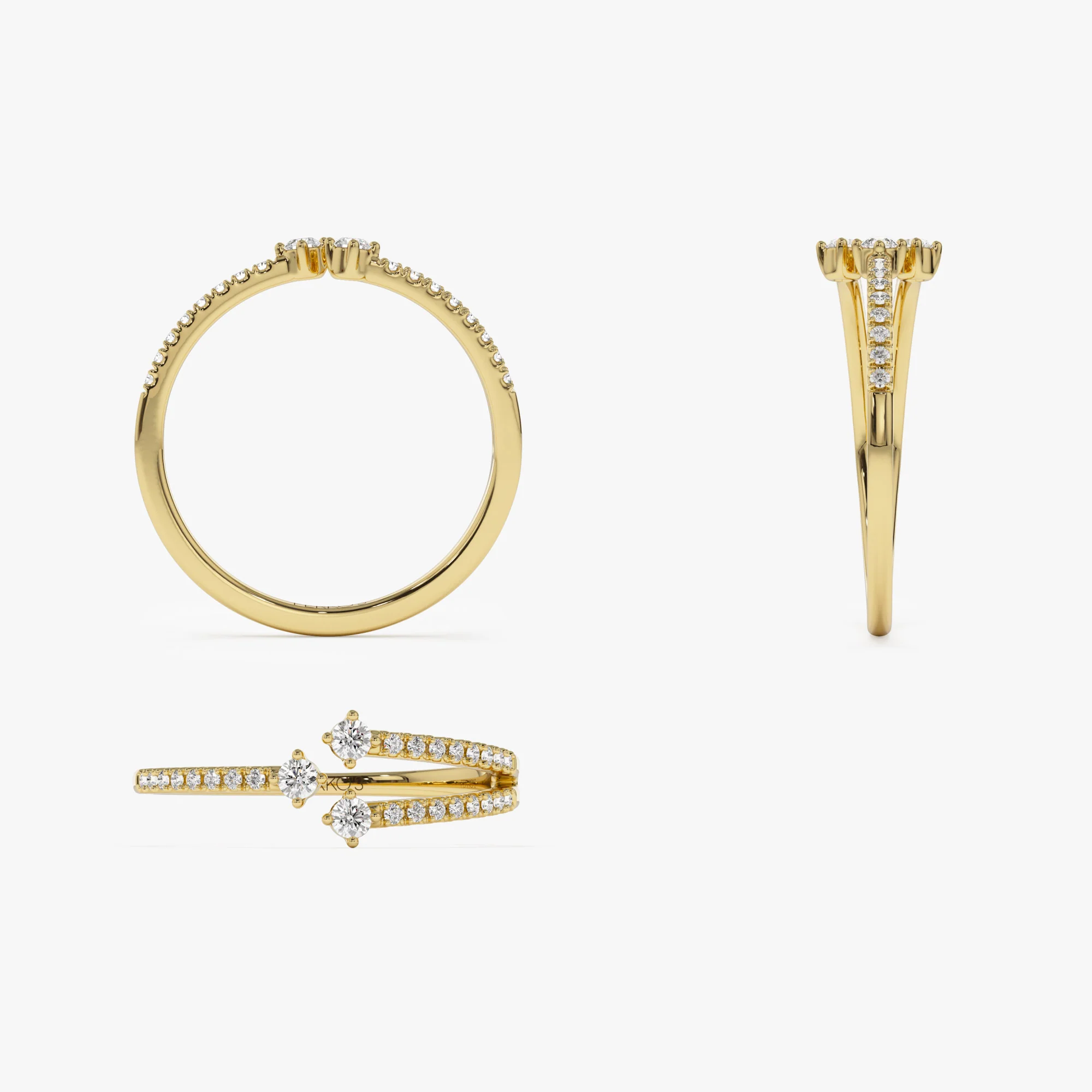 14k Unique Diamond Crossover Ring For Women - Image 8