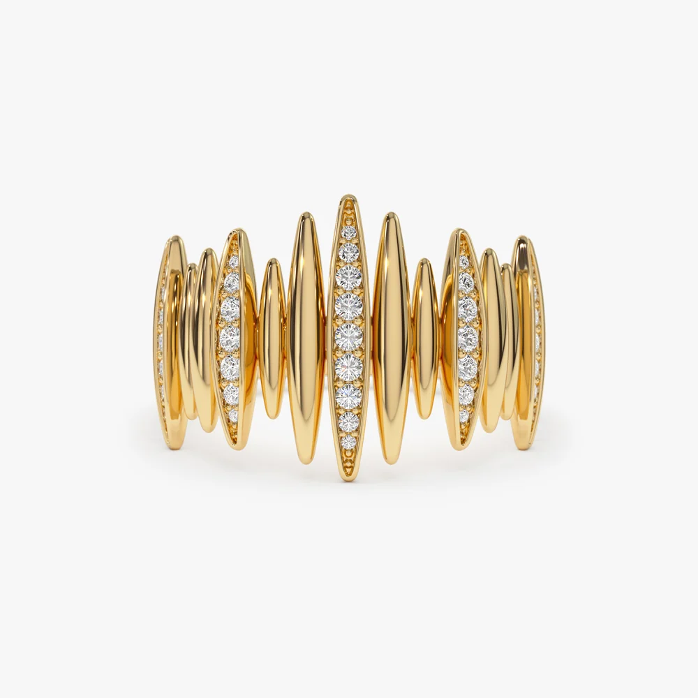 14k Unique Diamond Spike Ring
