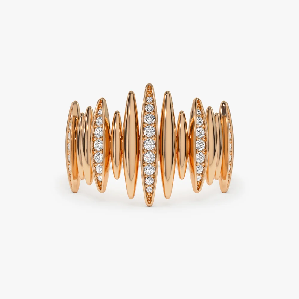 14k Unique Diamond Spike Ring - Image 5