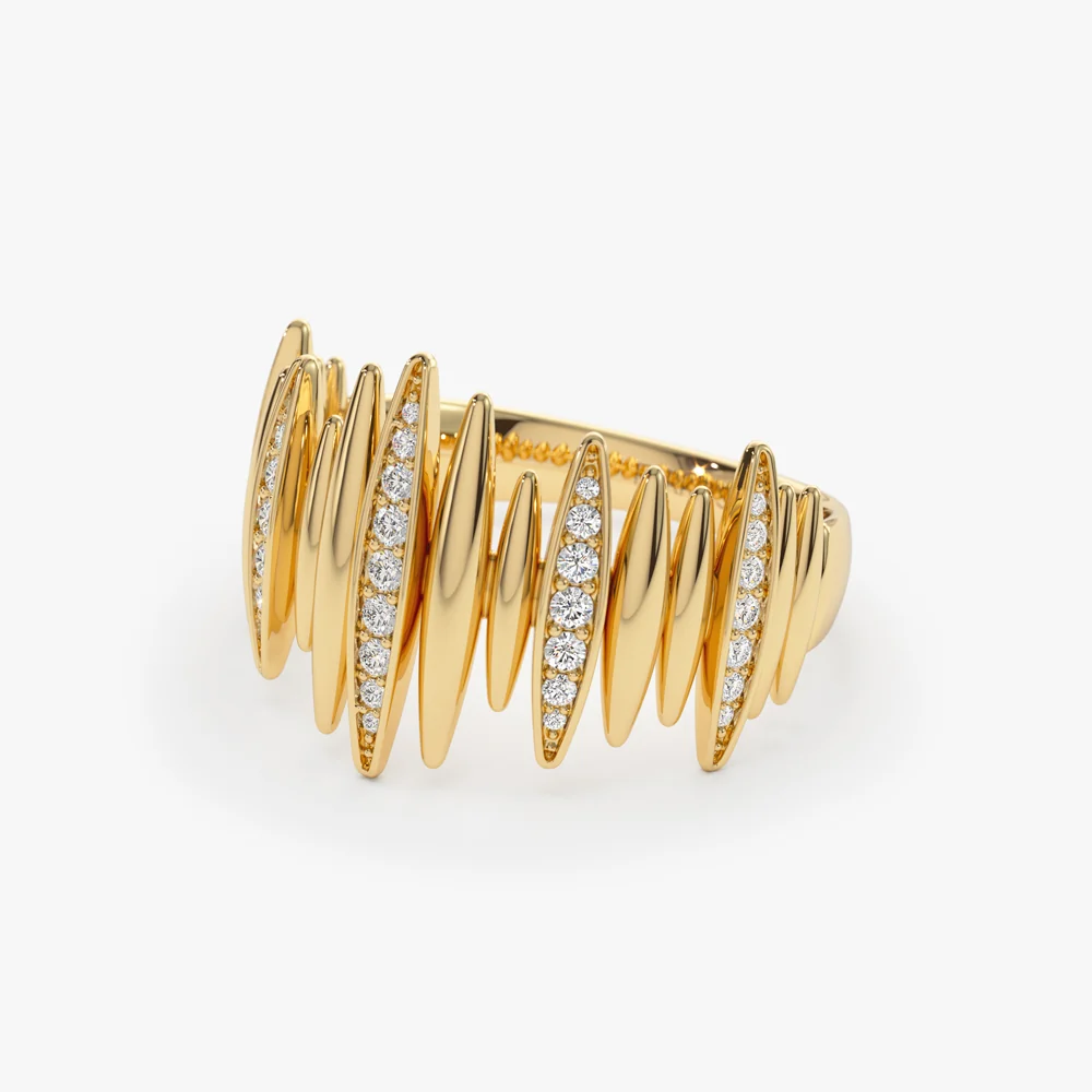 14k Unique Diamond Spike Ring - Image 7