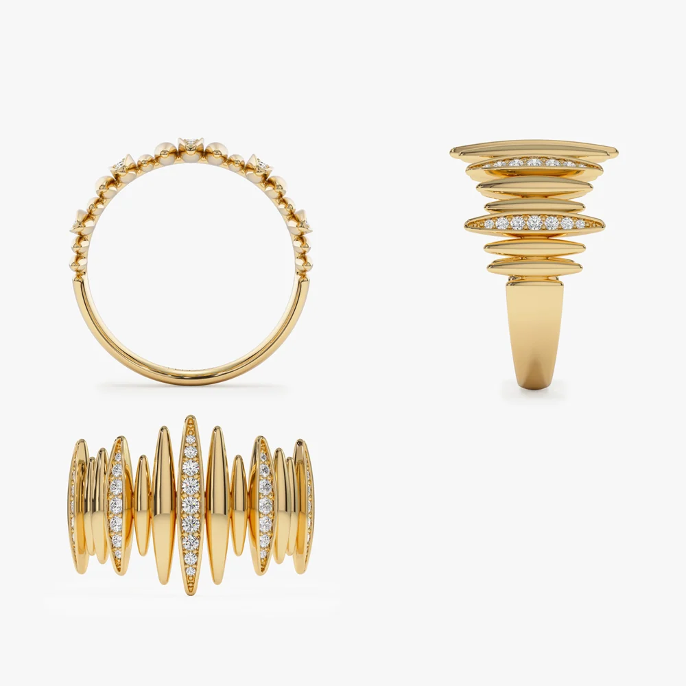 14k Unique Diamond Spike Ring - Image 8