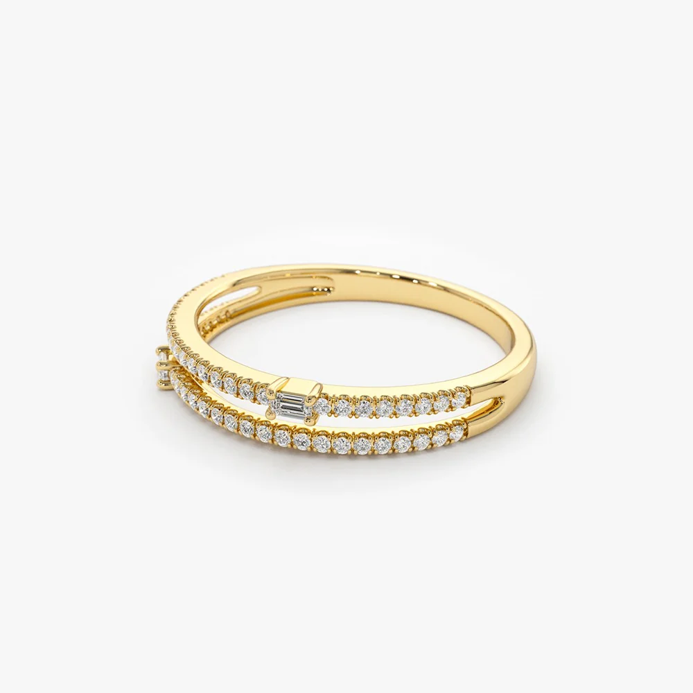 14k Unique Double Row Micro Pave Statement Ring - Image 6