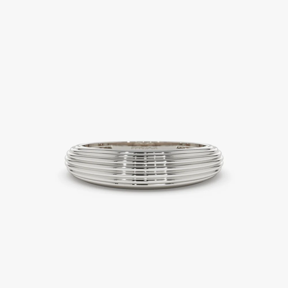14k Unique Multi Lined 5MM Dome Gold Ring - Image 8