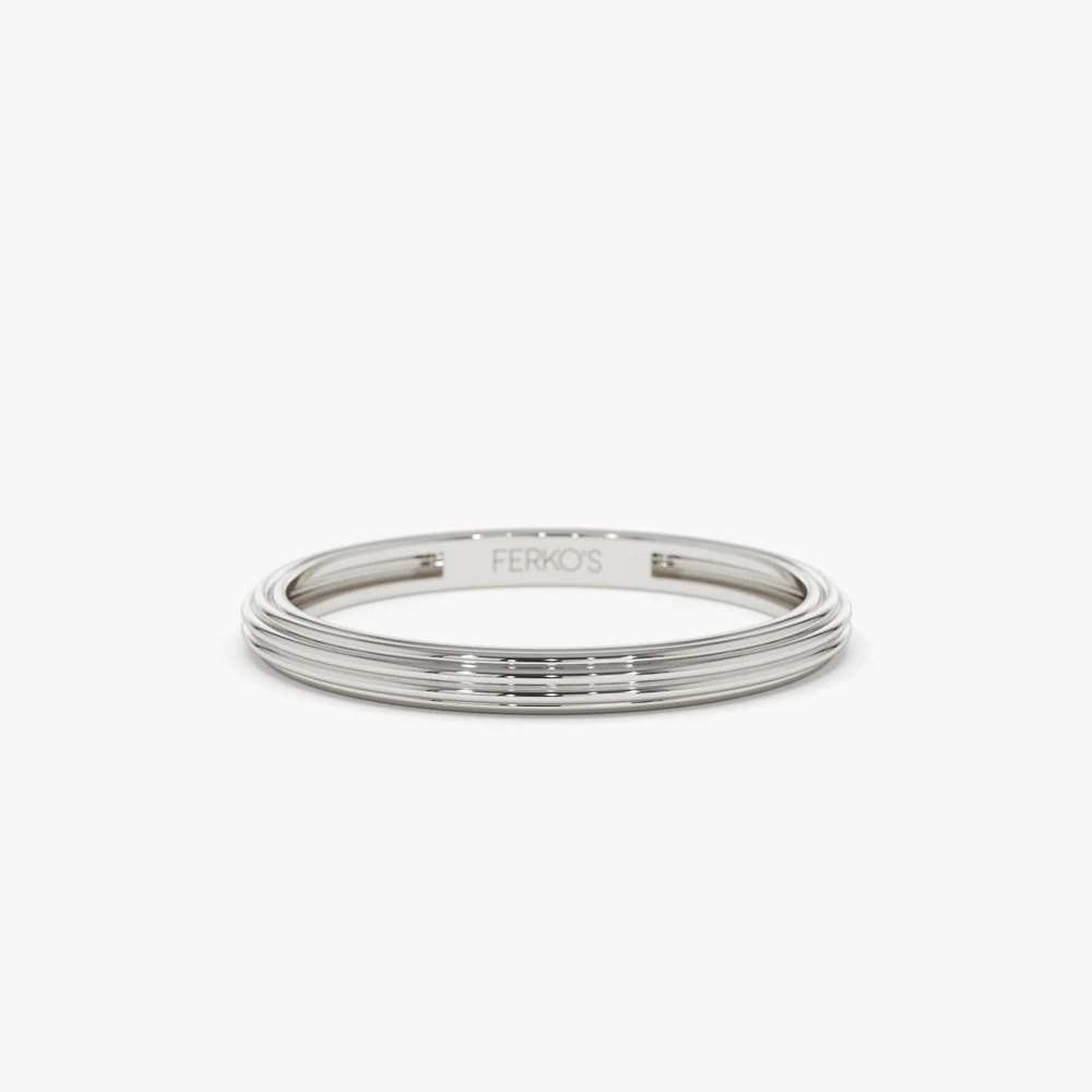 14k Unique Multi Lined 2MM Gold Ring - Image 6
