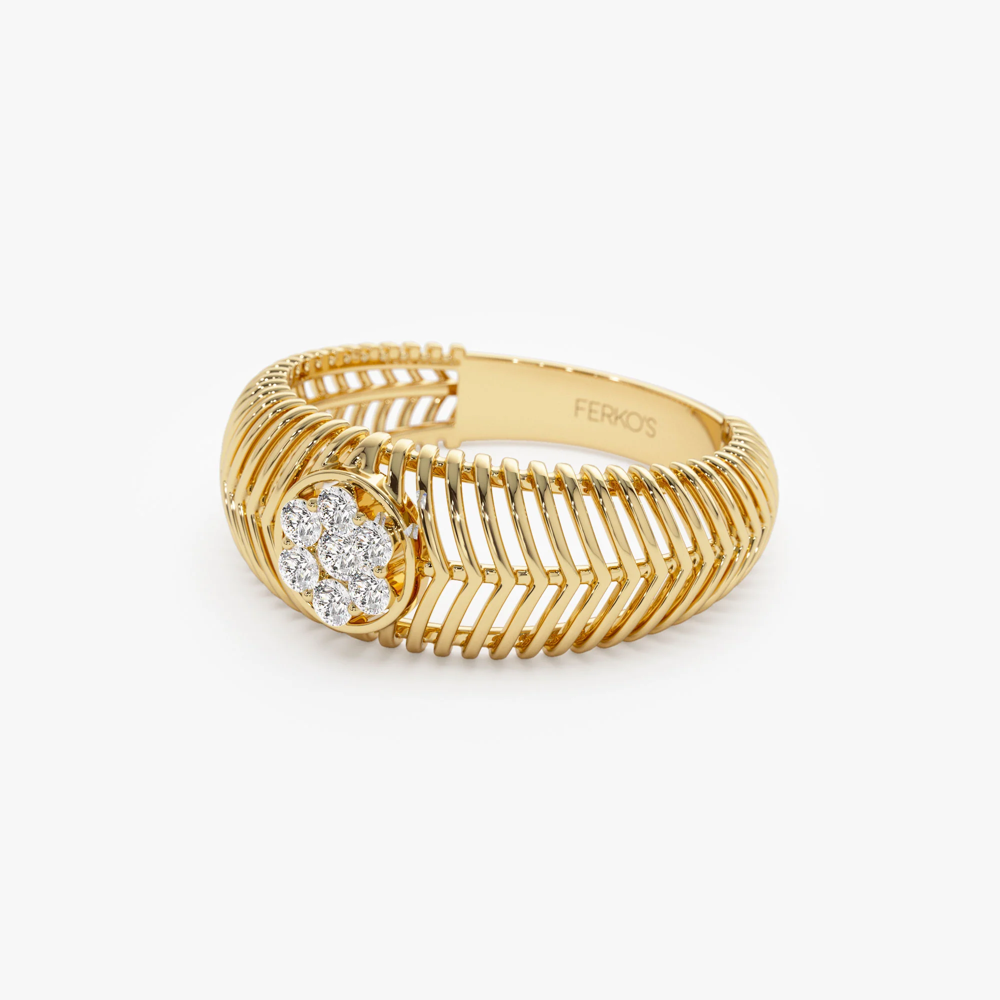 14k Unique Ribbed Illusion Setting Diamond Ring - Image 7