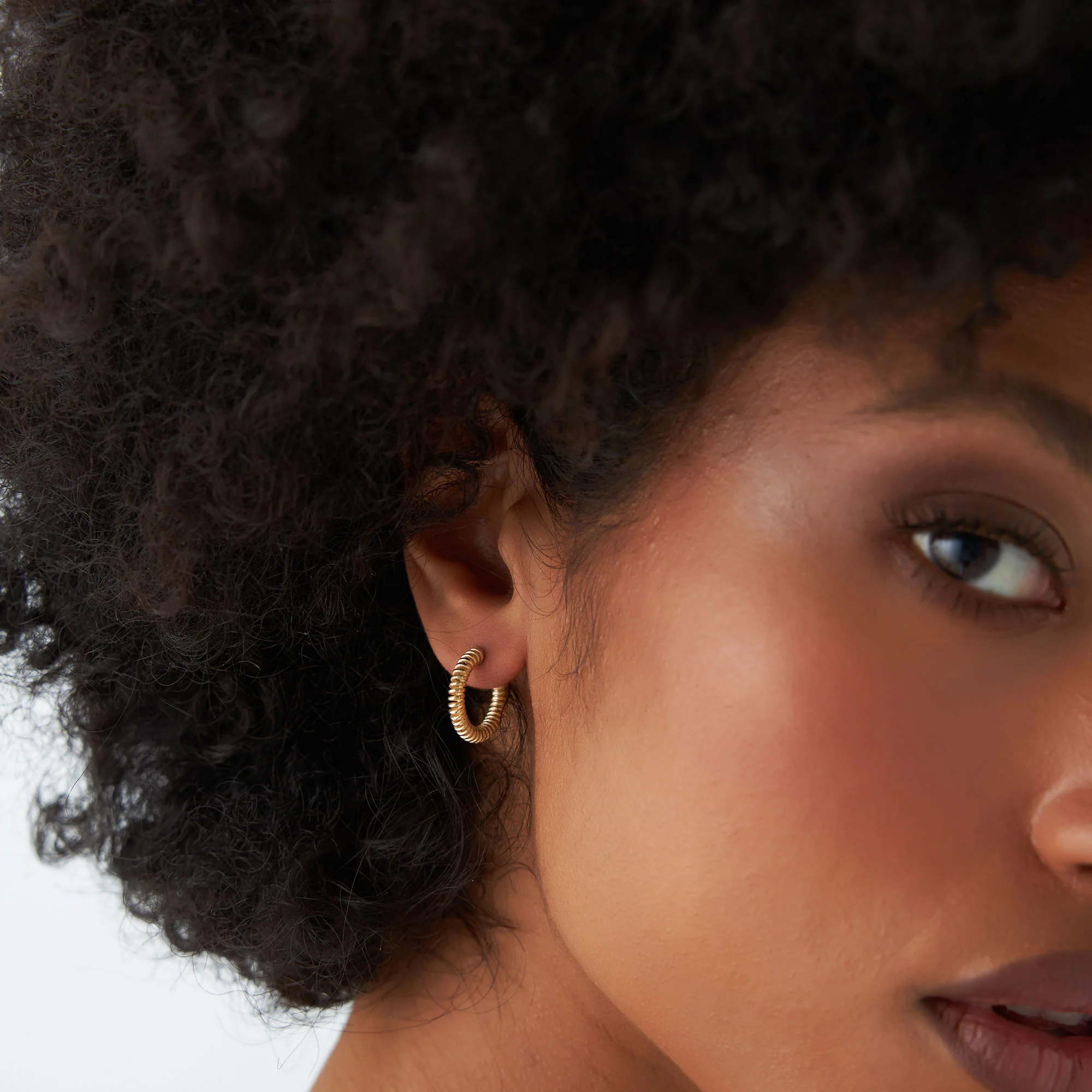14k Unique Spiral C-Hoop Earring - Image 2