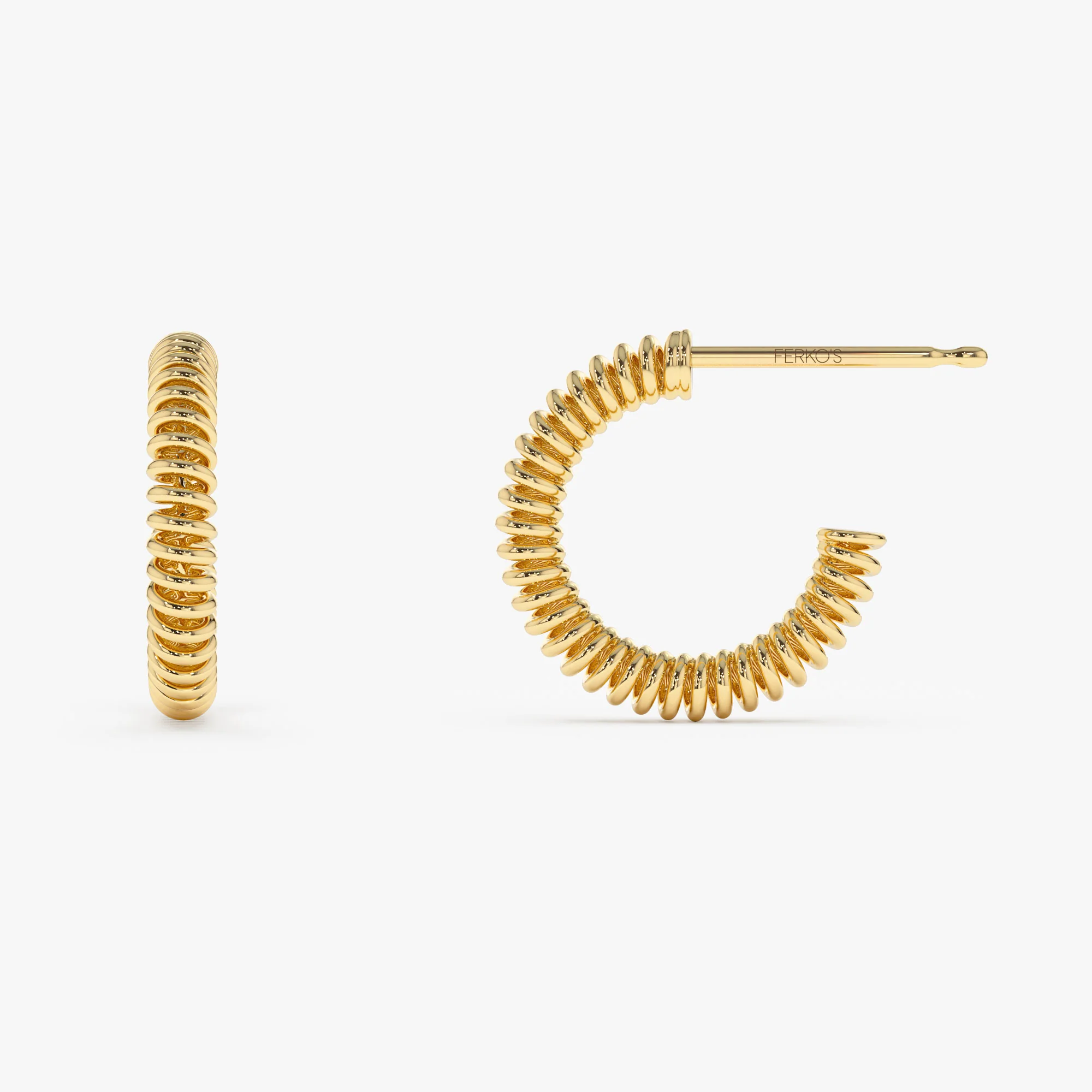 14k Unique Spiral C-Hoop Earring - Image 8