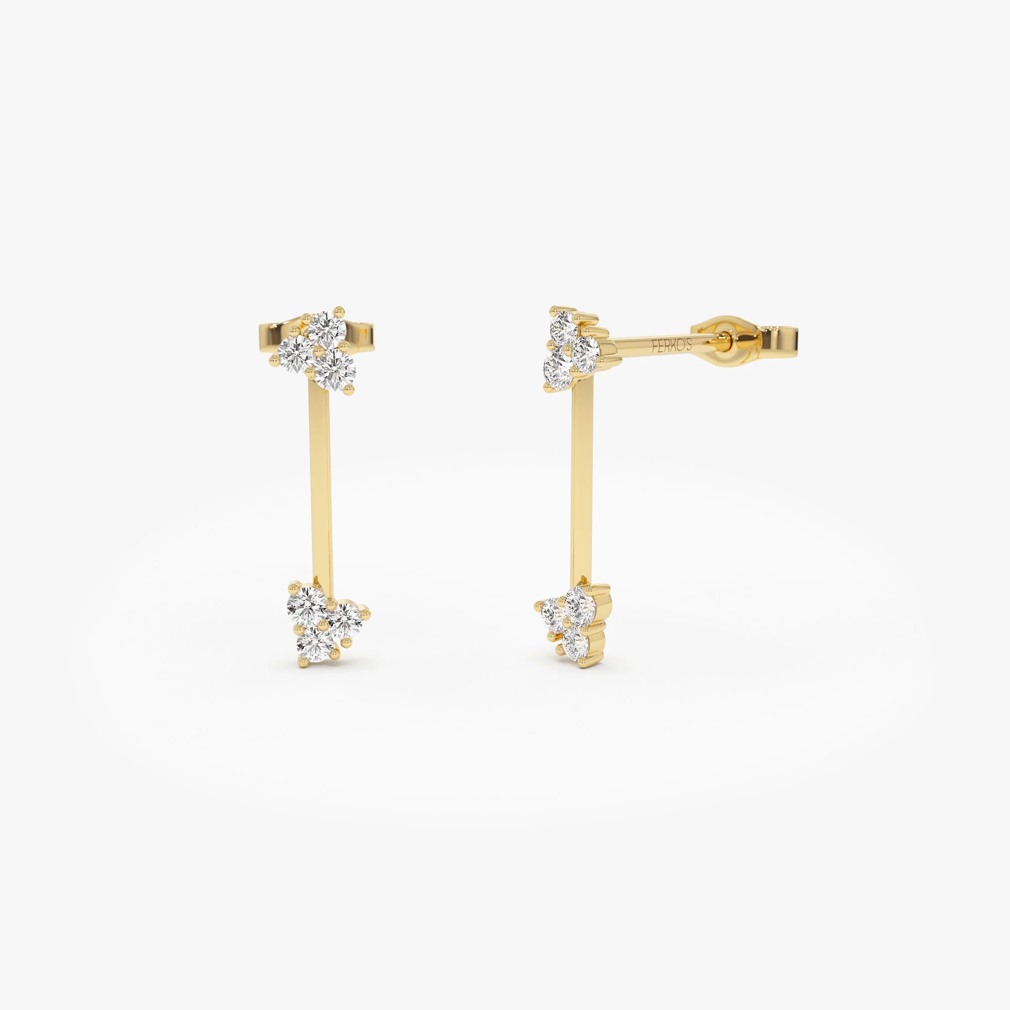 14k Vertical Bar Diamond Earrings