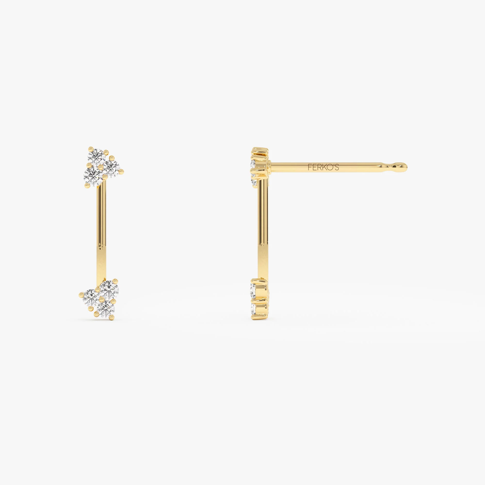 14k Vertical Bar Diamond Earrings - Image 6