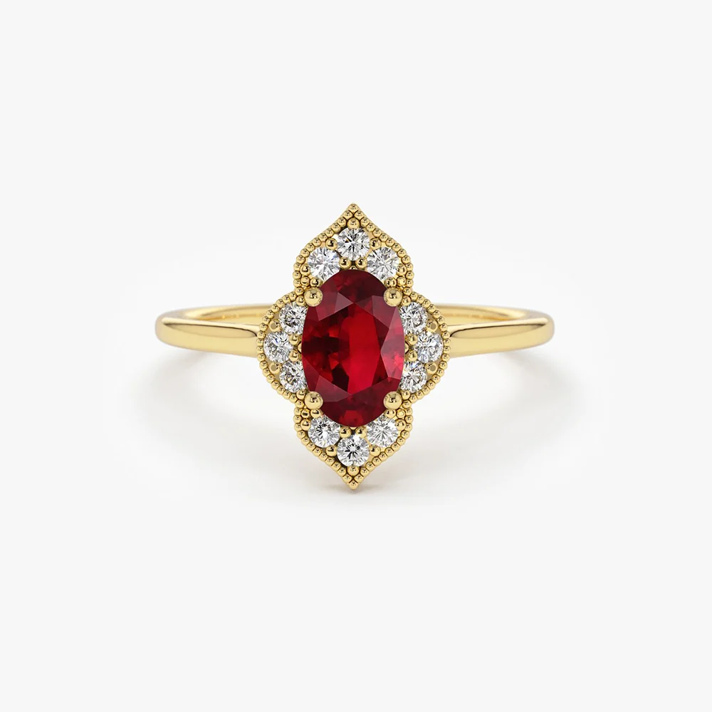 14k Victorian Genuine Ruby Ring