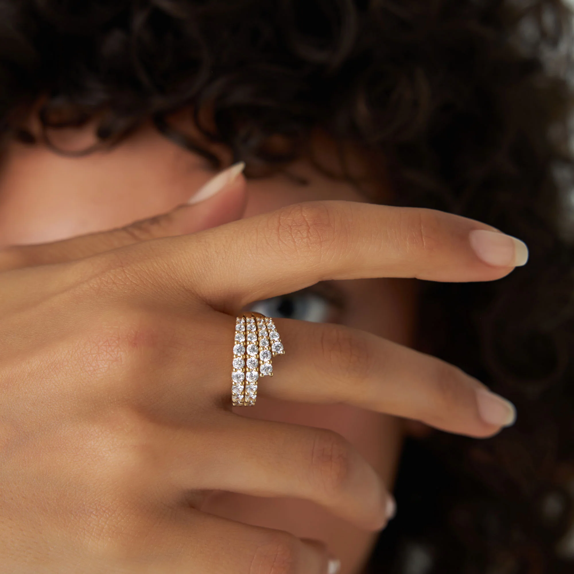 14k Wave Diamond Statement Ring - Image 2