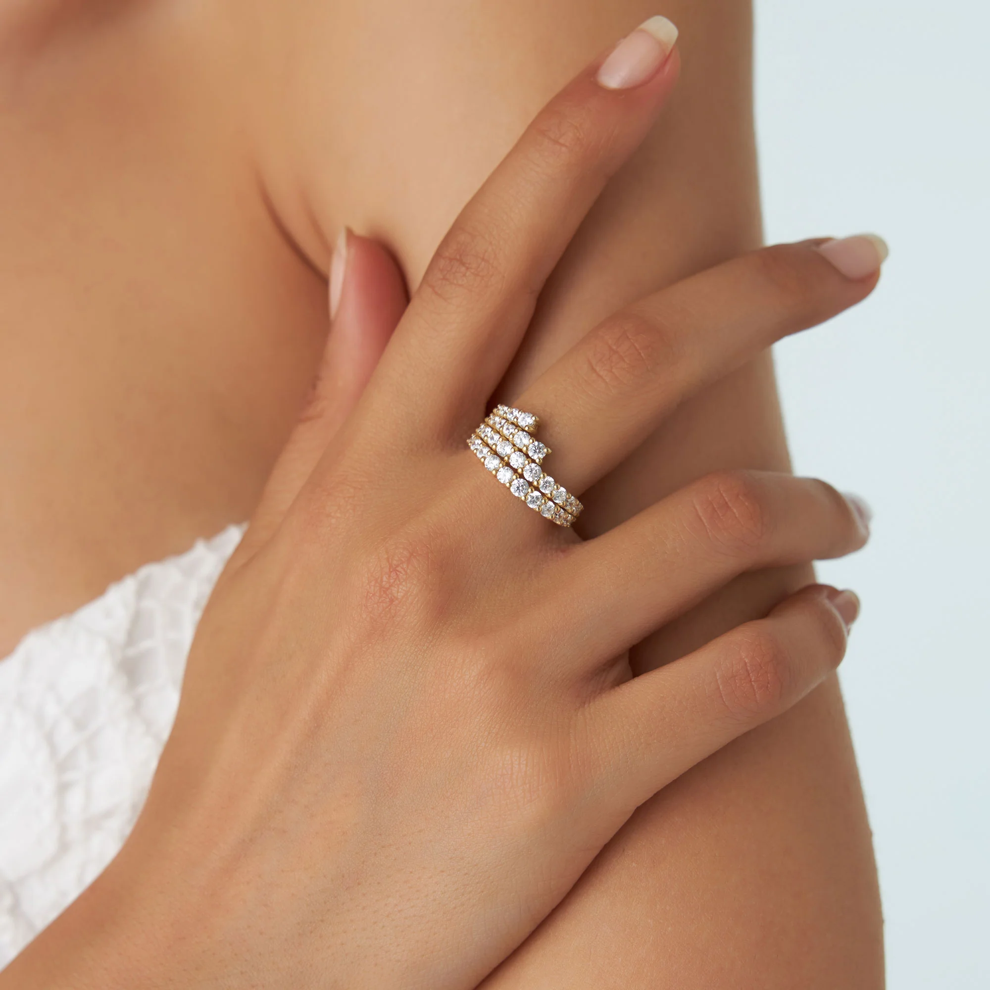 14k Wave Diamond Statement Ring - Image 3