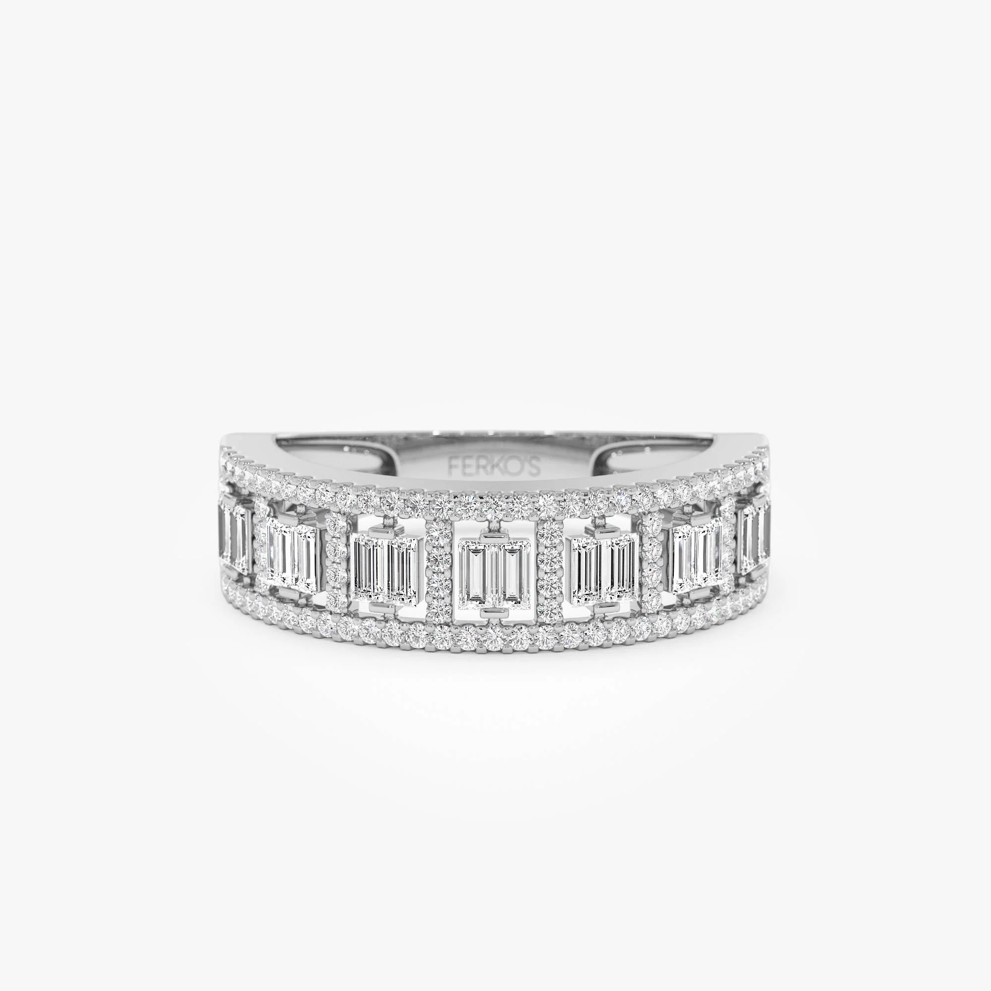14k Wide Diamond Baguette Pave Ring - Image 7