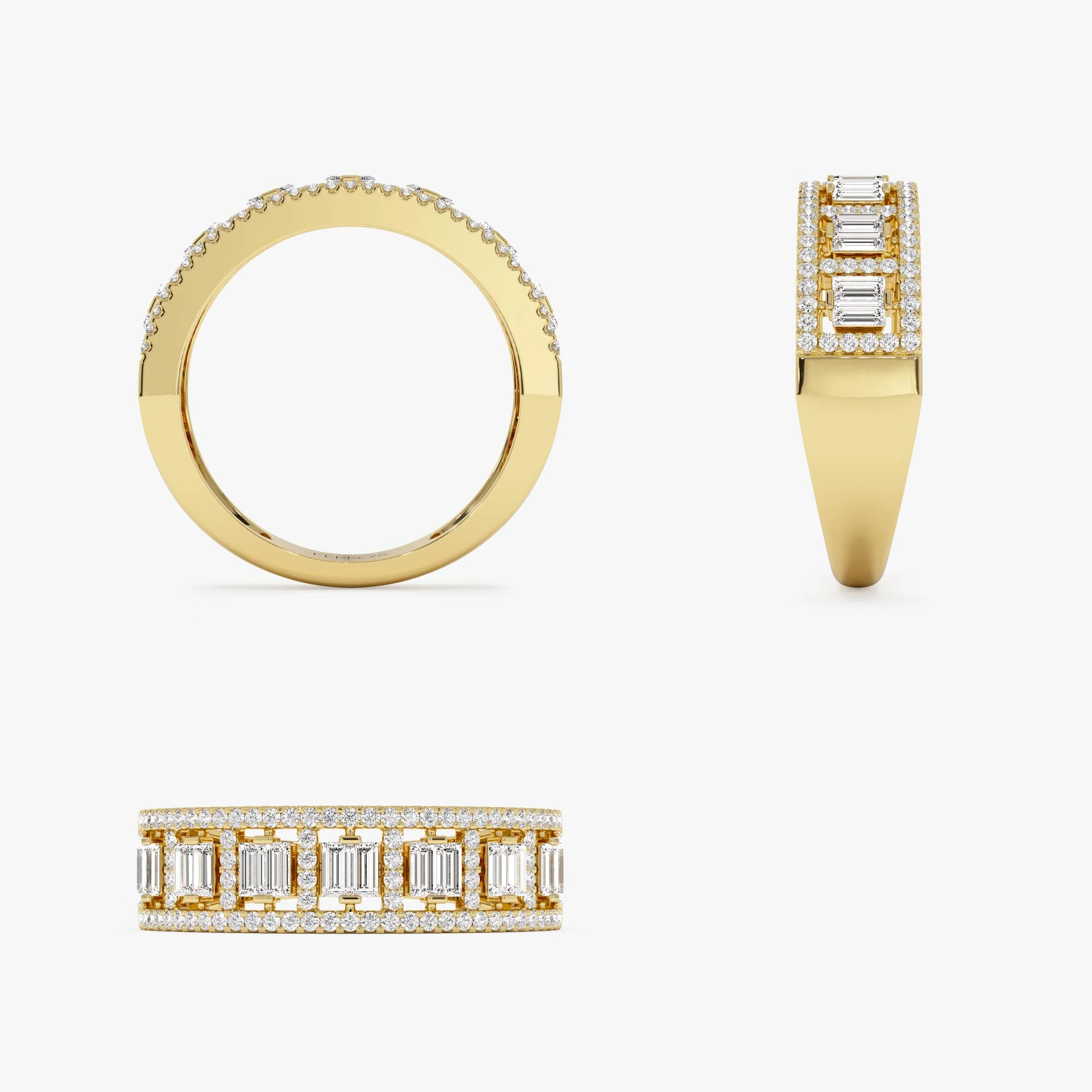 14k Wide Diamond Baguette Pave Ring - Image 9