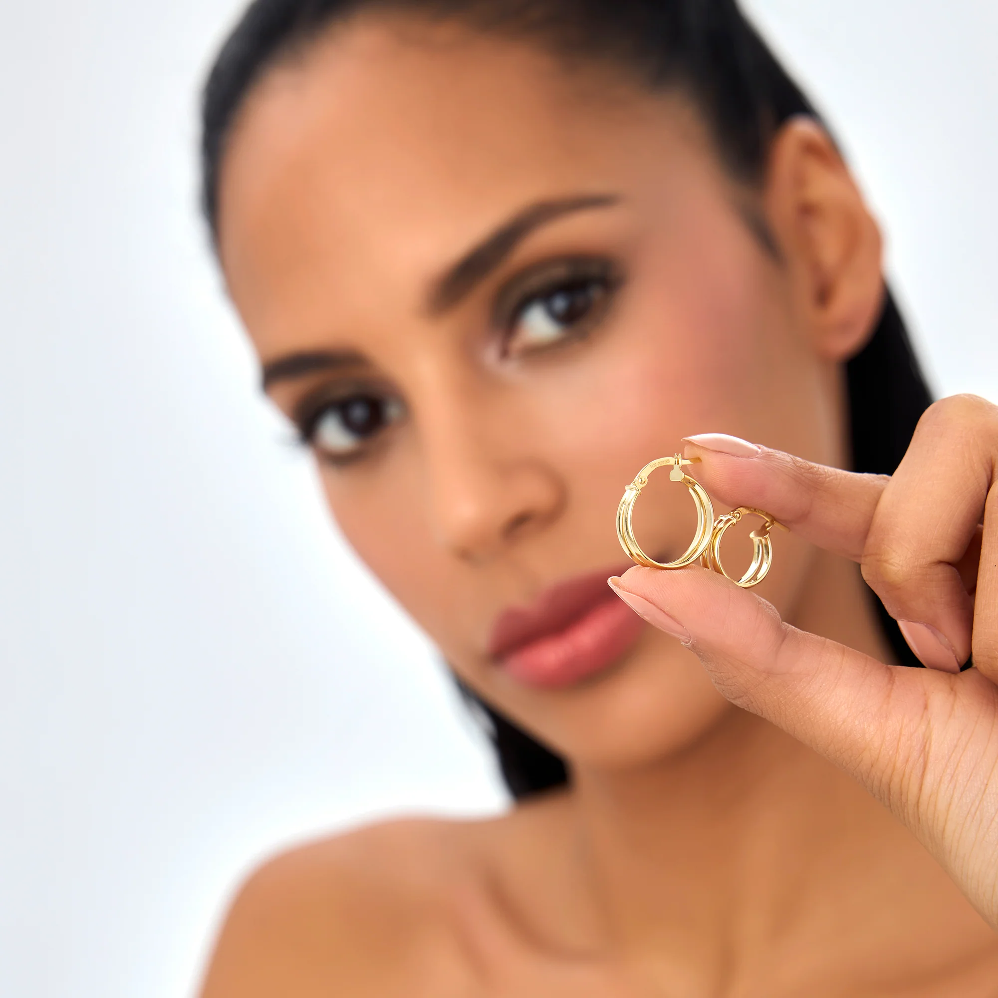 14K Gold 16MM Dual Row Hoops - Image 2