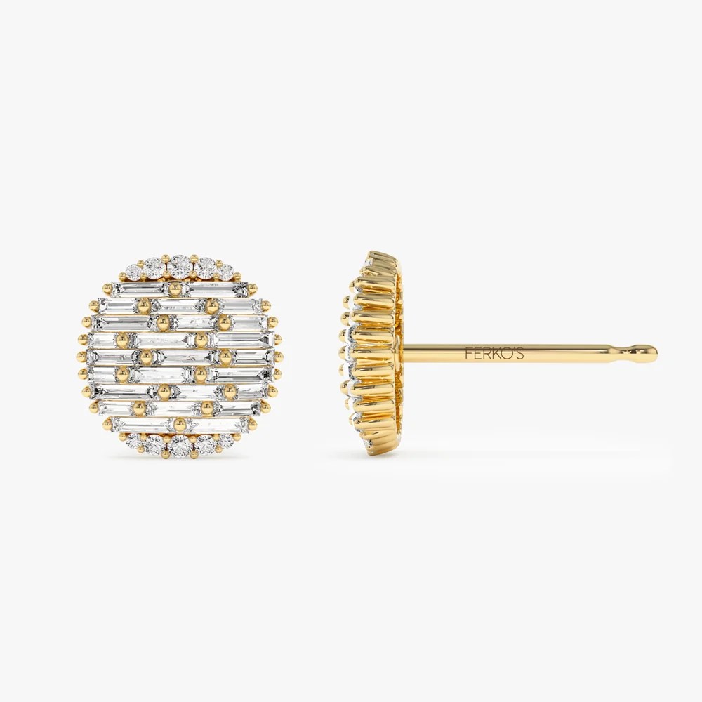14kBaguette Diamond Needle Cut Statement Earrings - Image 6