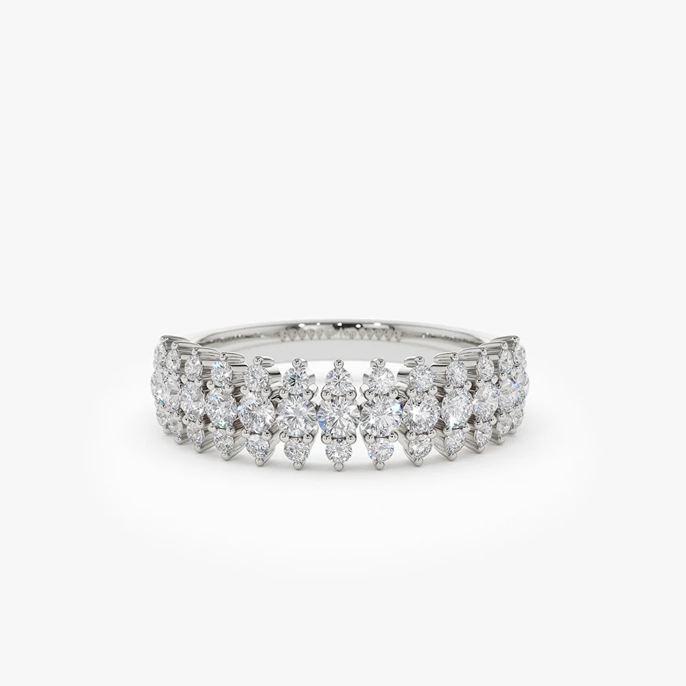 14k Half Eternity Round Diamond Spike Ring - Image 6
