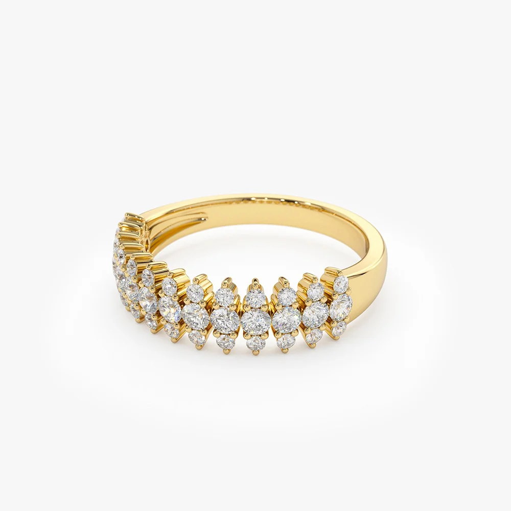 14k Half Eternity Round Diamond Spike Ring - Image 7