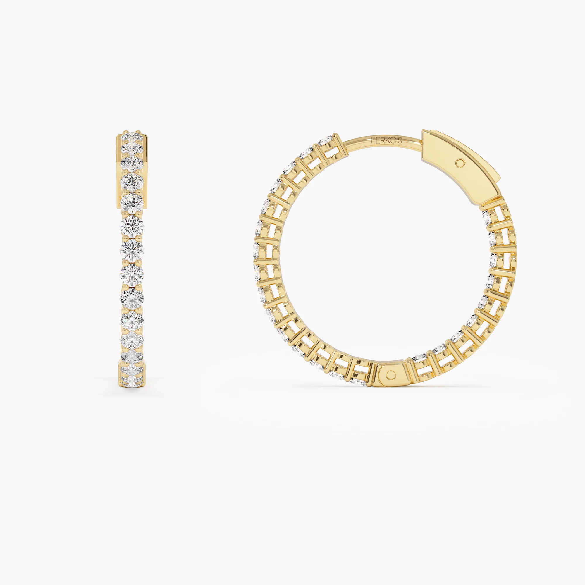 14Kt 21.5MM Inside Out Diamond Hoops - Image 7