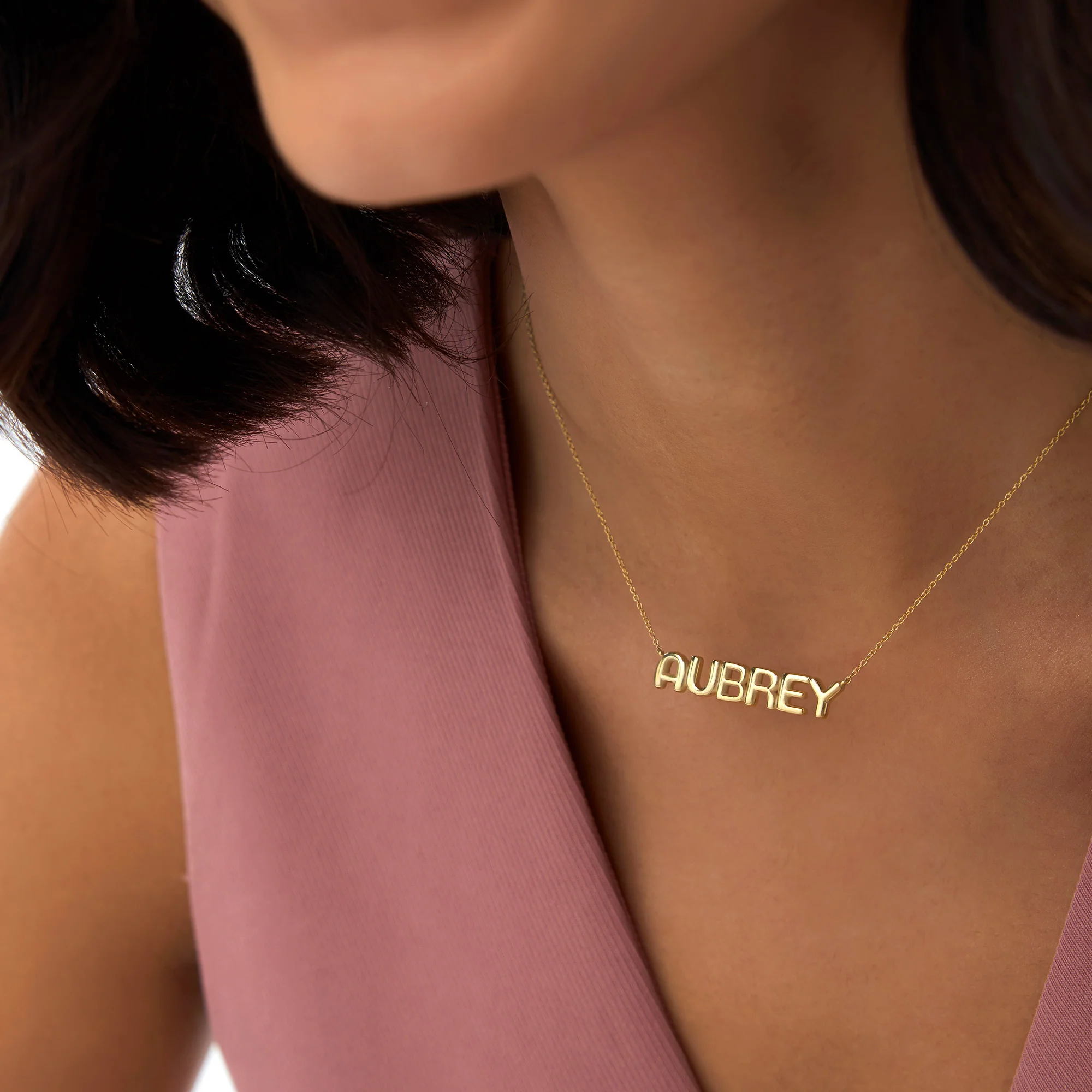 14K Bubble Name Necklace - Image 4