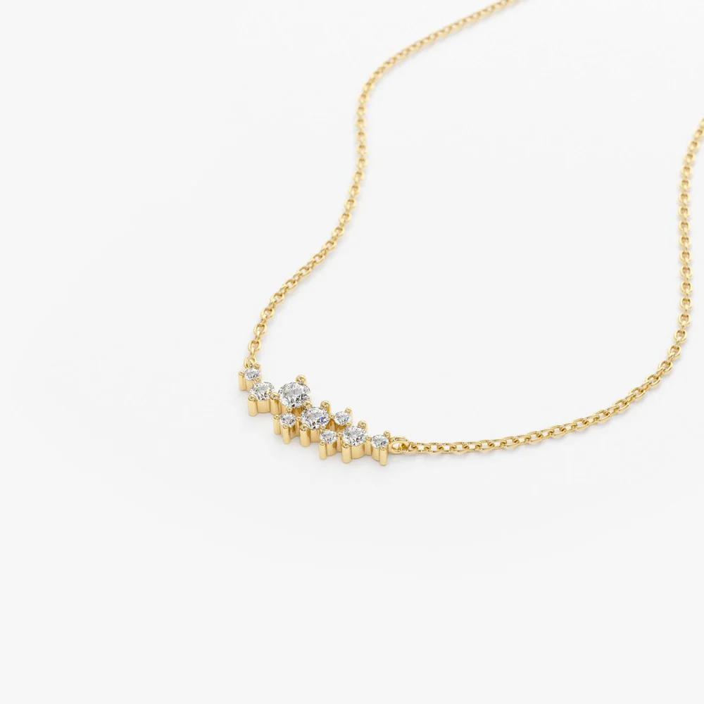 14K Gold Nine Diamond Cluster Necklace - Image 8
