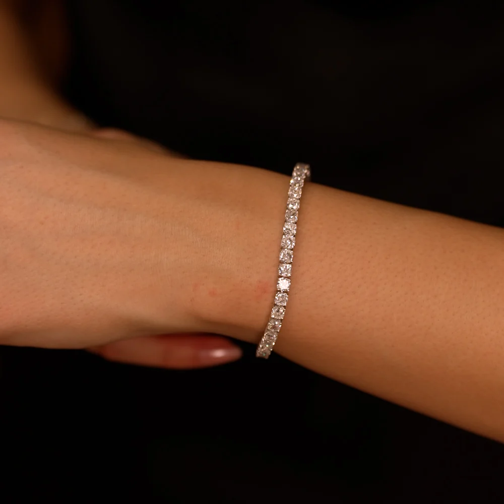 15.75 ctw 14k Lab Grown Cushion Cut Diamond Tennis Bracelet - Erin - Image 2