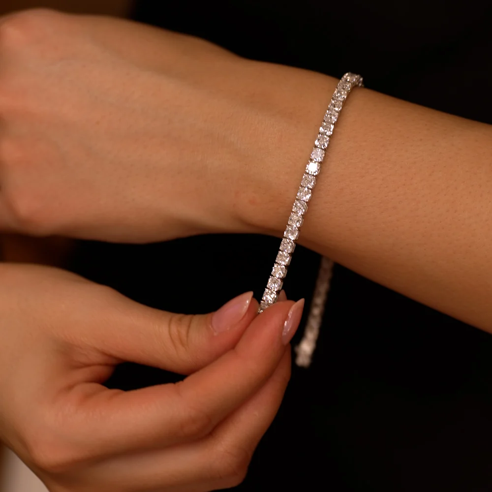 15.75 ctw 14k Lab Grown Cushion Cut Diamond Tennis Bracelet - Erin - Image 4