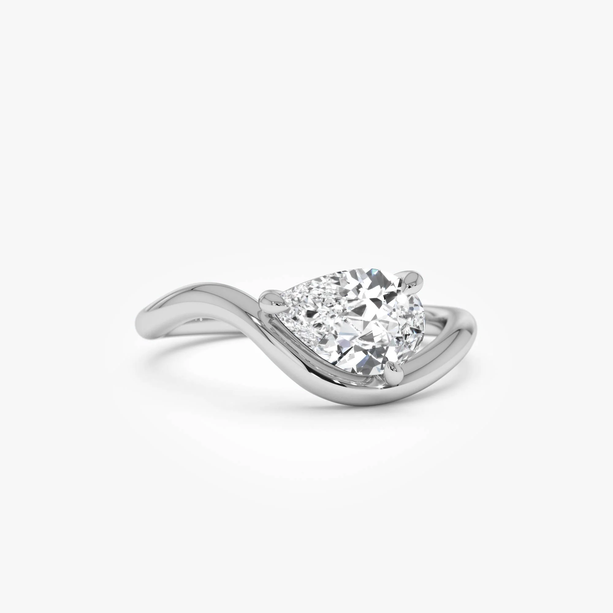 1ct Pear Shaped Lab Grown Contemporary Diamond Engagement Ring - Kleio - Image 8
