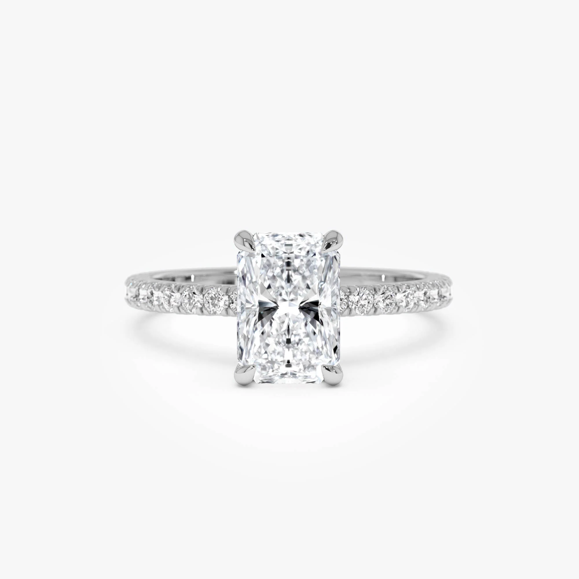 2.00 Ctw 14k Radiant Cut Lab Grown Diamond Pavé Band Ring with Hidden Halo – Delara - Image 9