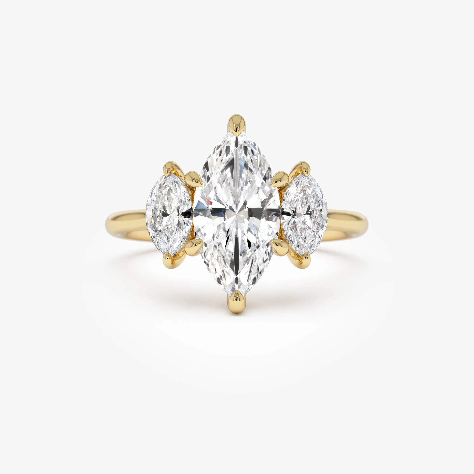 2.00ctw 14k Marquise Shaped Three Stone Lab Grown Diamond Engagement Ring - Adele