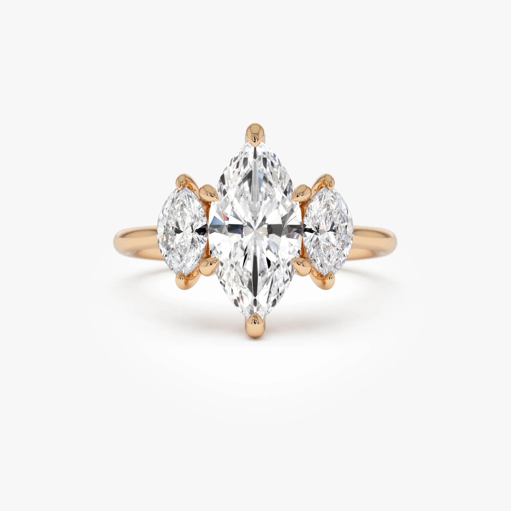 2.00ctw 14k Marquise Shaped Three Stone Lab Grown Diamond Engagement Ring - Adele - Image 7