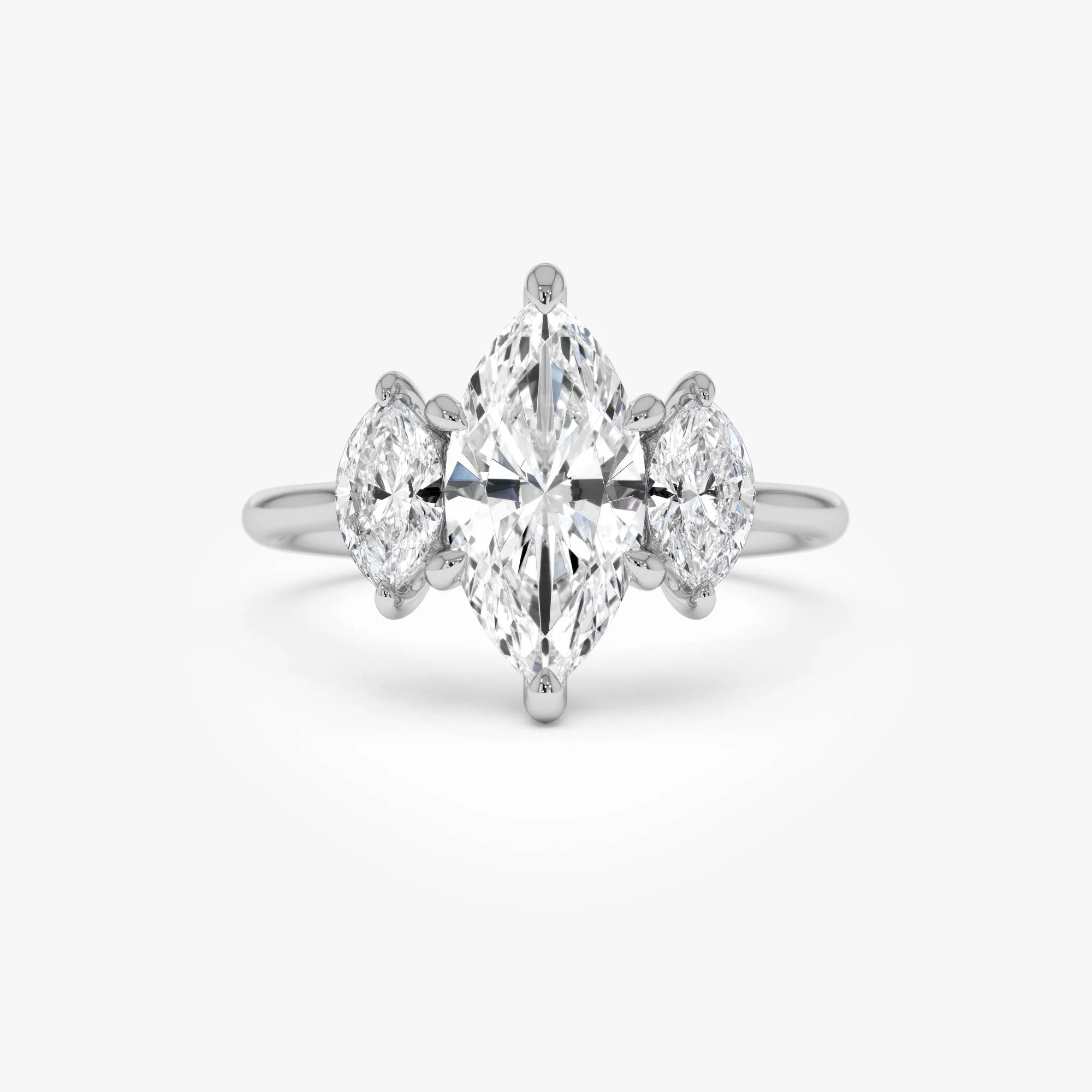 2.00ctw 14k Marquise Shaped Three Stone Lab Grown Diamond Engagement Ring - Adele - Image 8