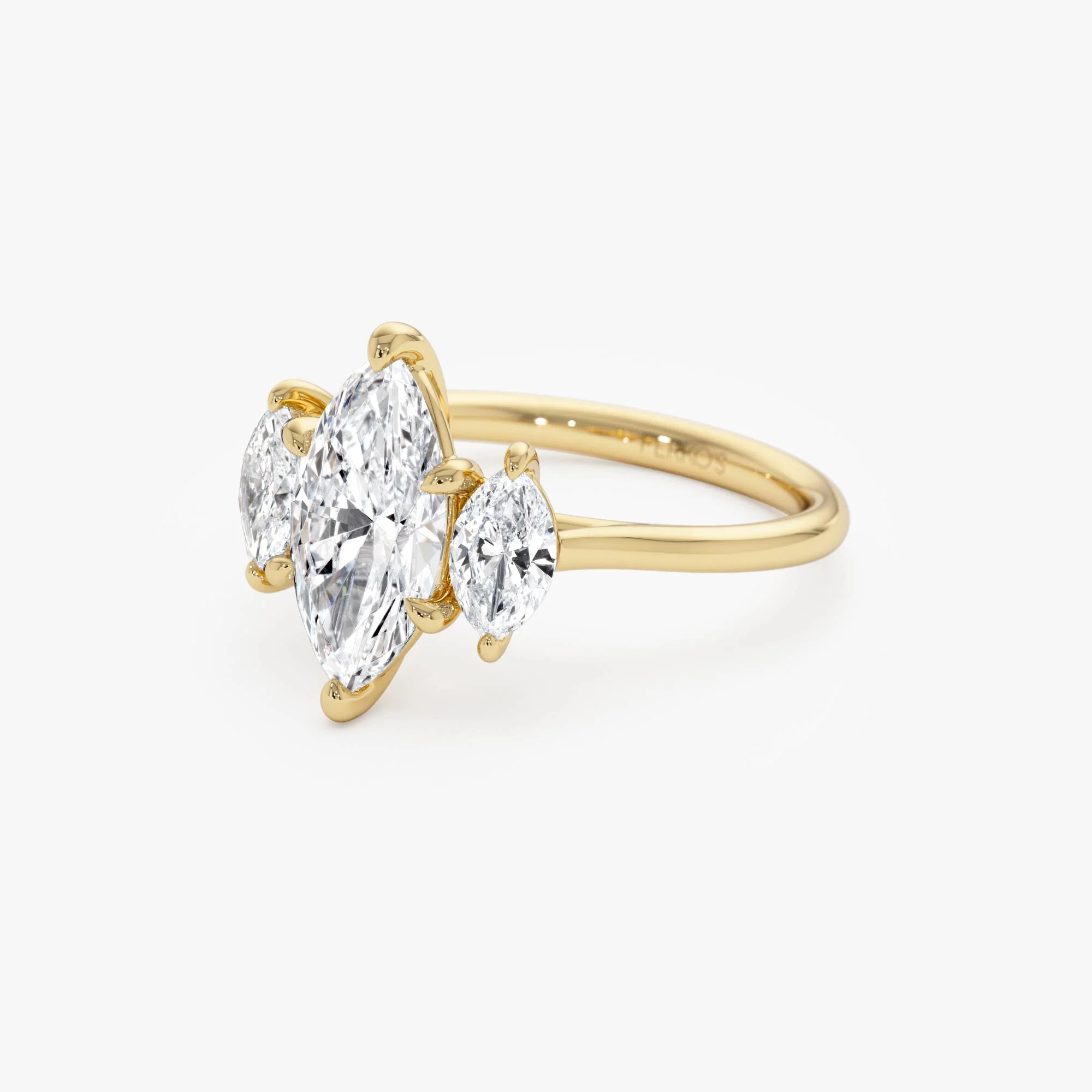 2.00ctw 14k Marquise Shaped Three Stone Lab Grown Diamond Engagement Ring - Adele - Image 9