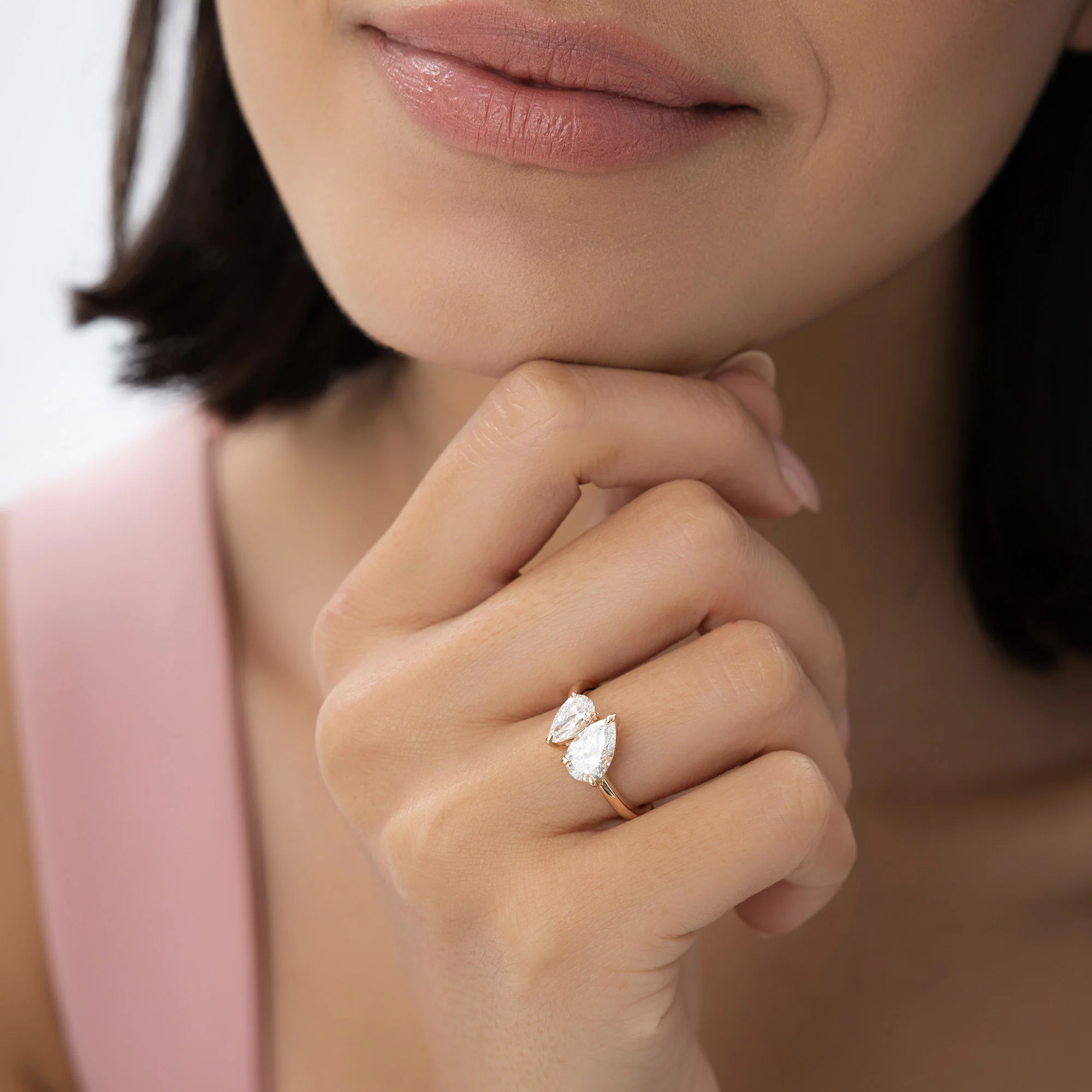 2.05 ctw 14k Toi et Moi Pear Shaped Lab Grown Diamond Ring - Ayla - Image 2