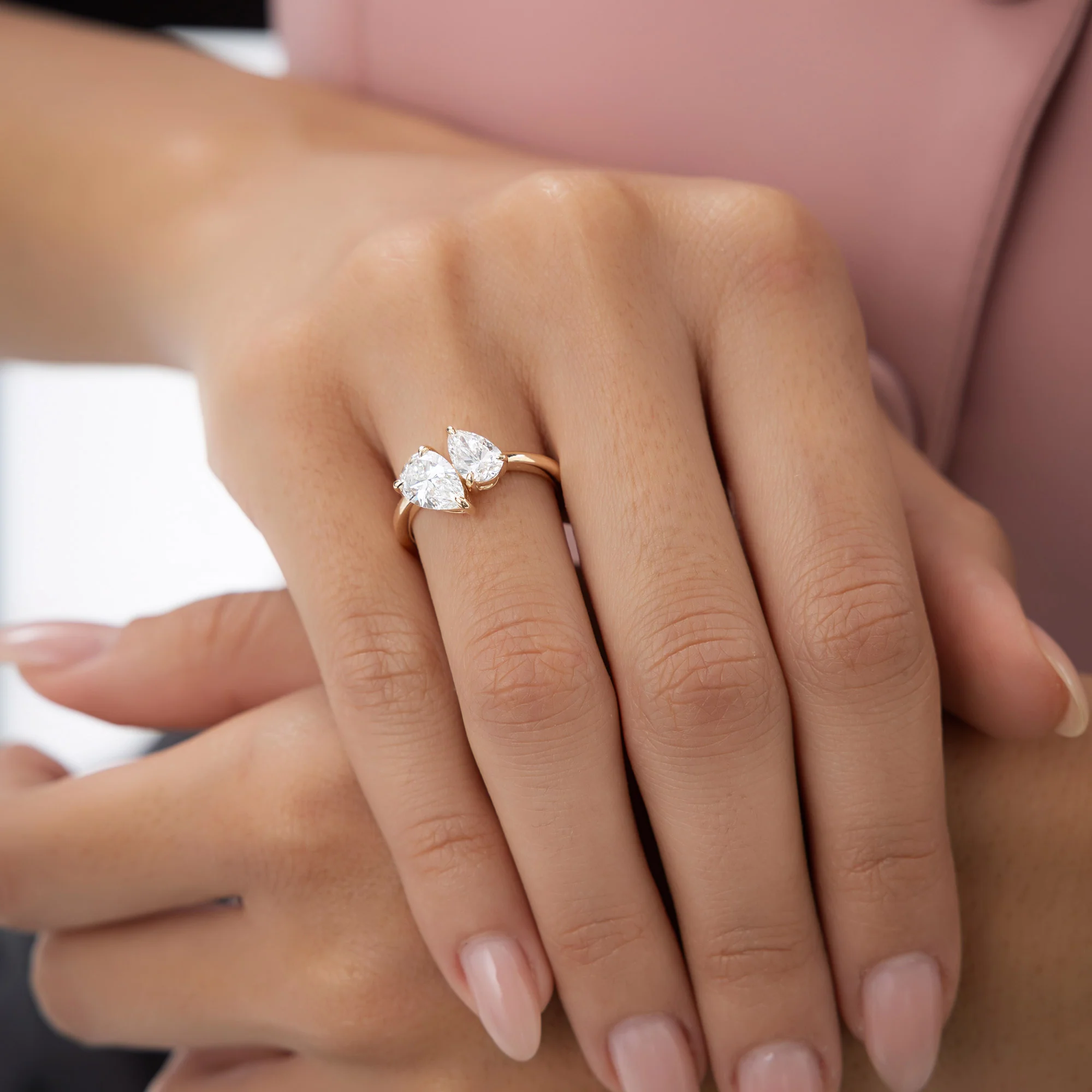 2.05 ctw 14k Toi et Moi Pear Shaped Lab Grown Diamond Ring - Ayla - Image 4