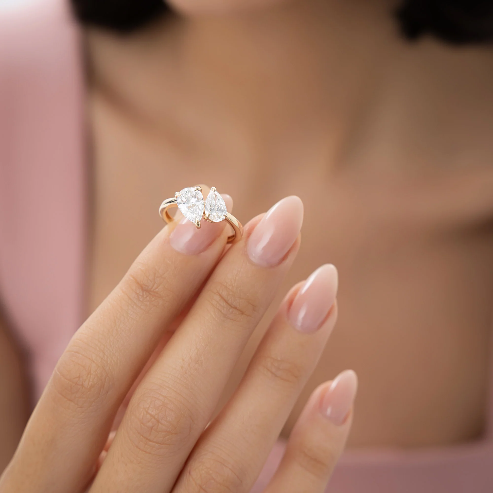 2.05 ctw 14k Toi et Moi Pear Shaped Lab Grown Diamond Ring - Ayla - Image 5