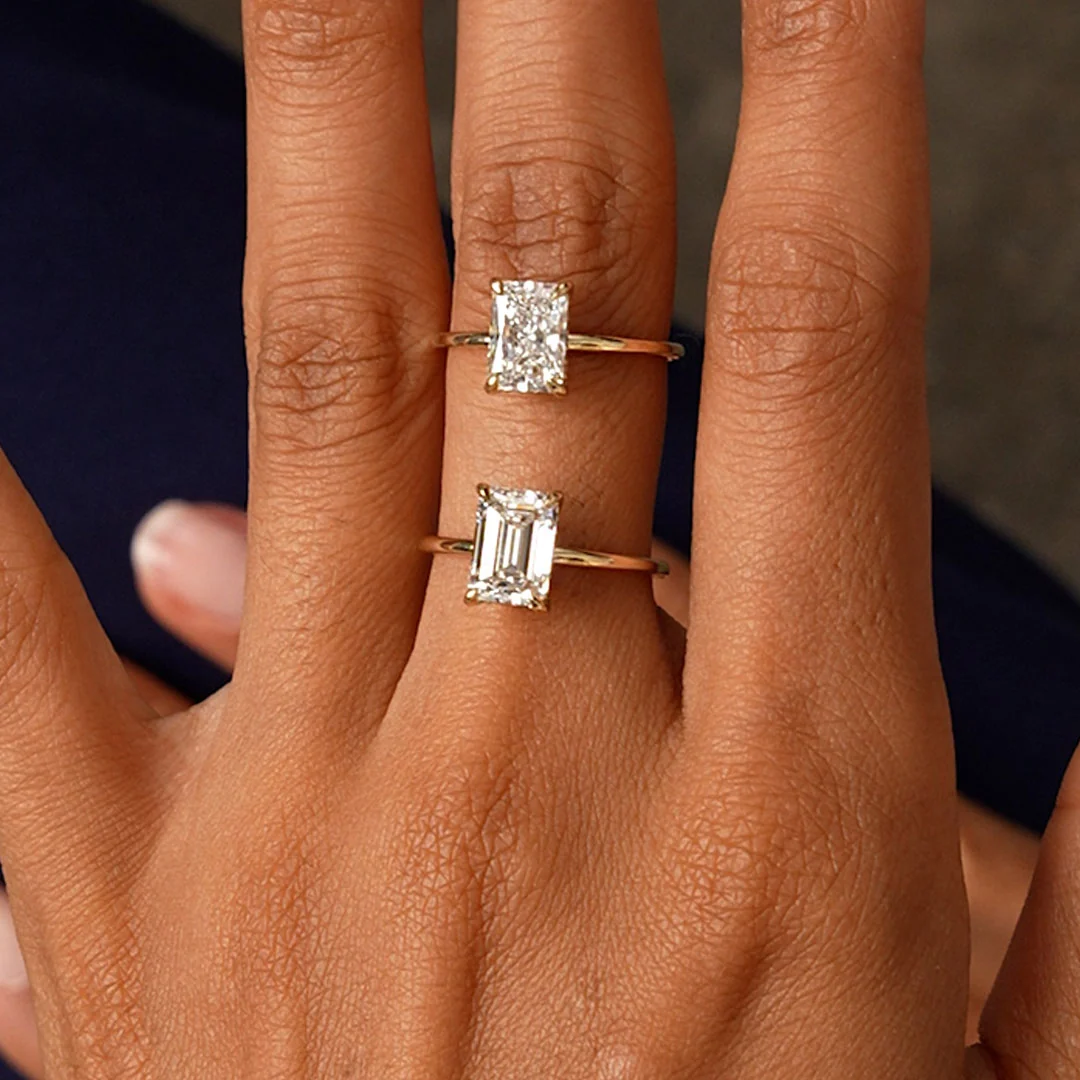 2.10 Ctw 14k Emerald Cut Lab Grown Diamond Hidden Halo Engagement Ring – Vivienne - Image 3