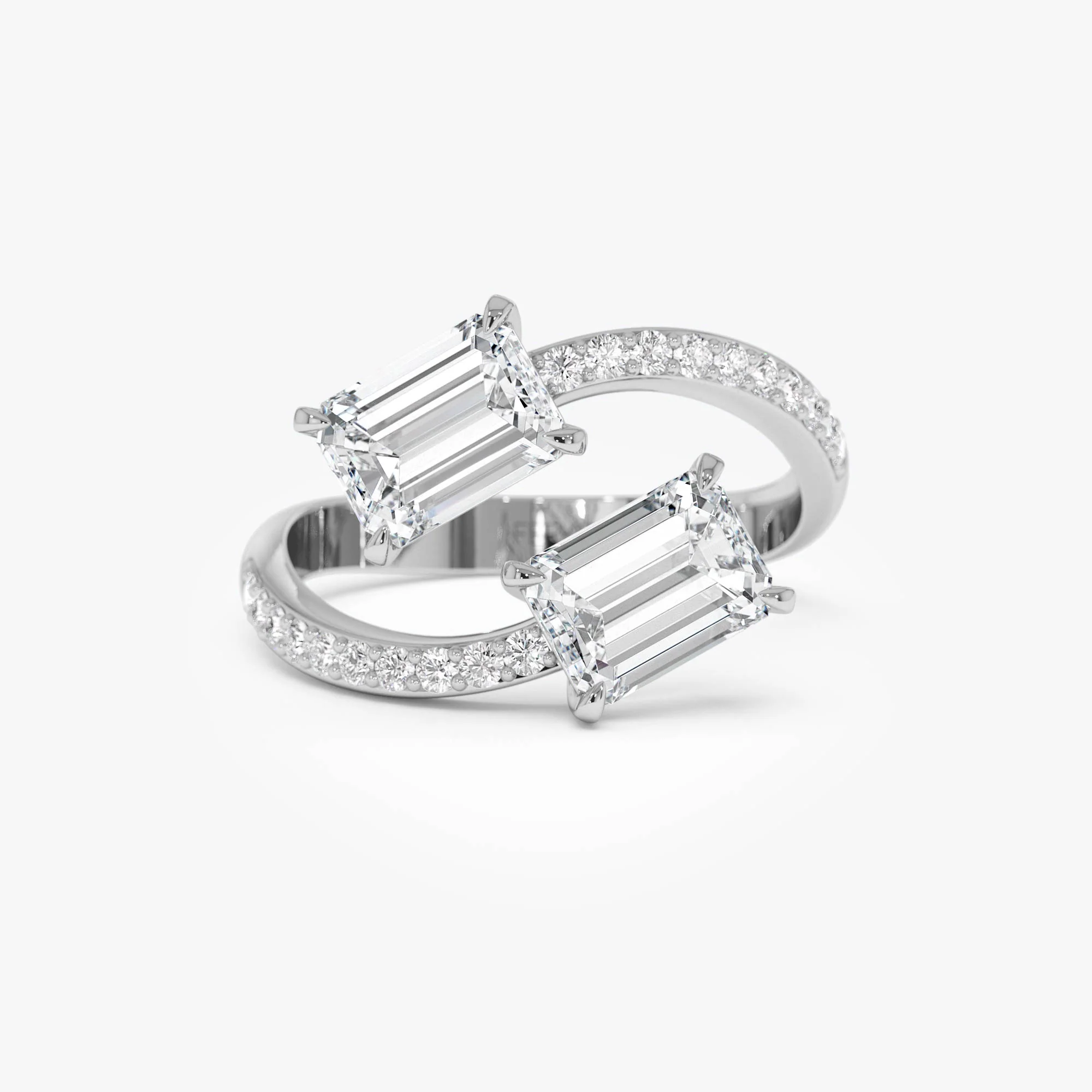 2.25 Ctw 14k Lab Grown Emerald Cut and Diamond Bypass Ring - Agape - Image 4