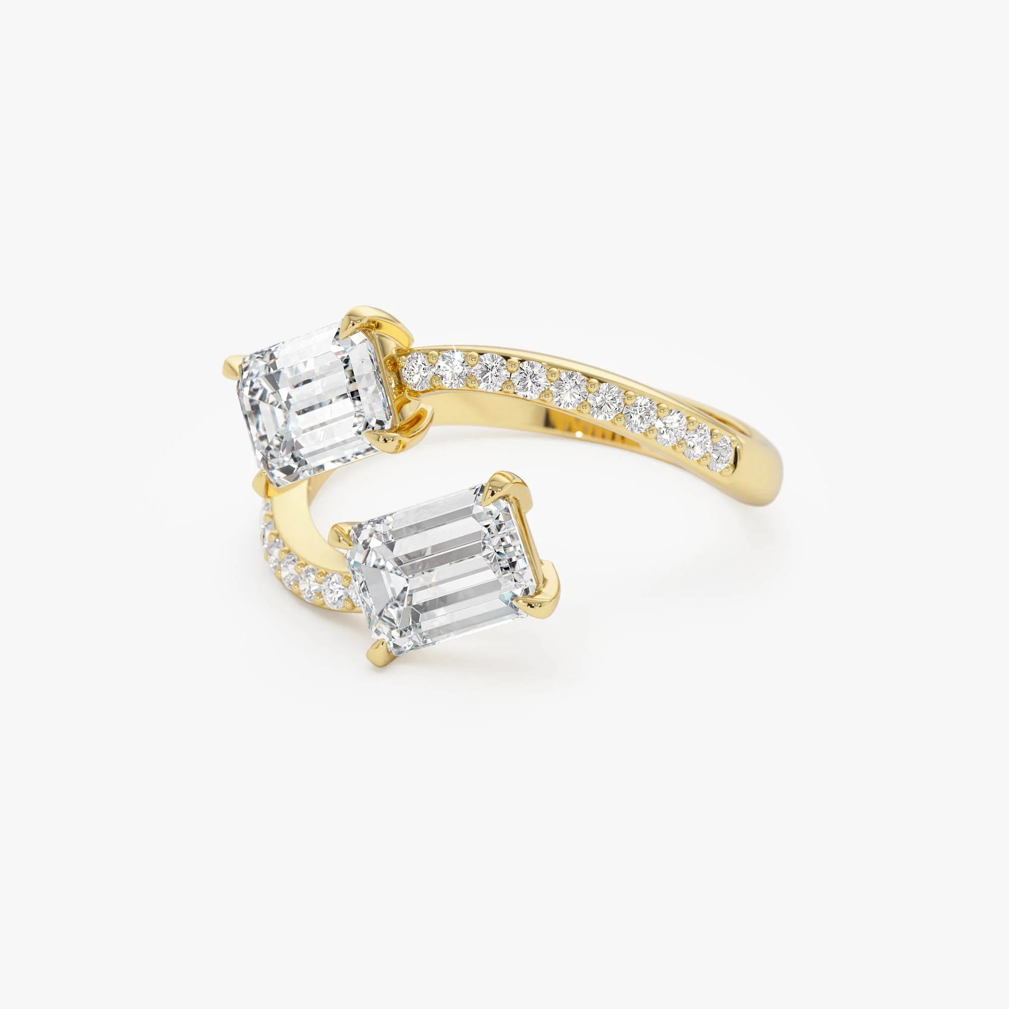2.25 Ctw 14k Lab Grown Emerald Cut and Diamond Bypass Ring - Agape - Image 5