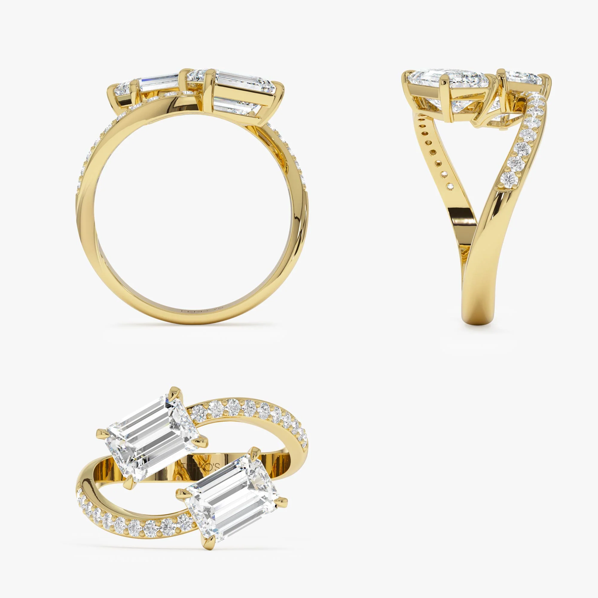 2.25 Ctw 14k Lab Grown Emerald Cut and Diamond Bypass Ring - Agape - Image 6