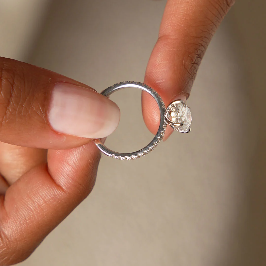 2.40 Ctw 14k Oval Shaped Lab Grown Diamond Pavé Setting with Hidden Halo - Vivara - Image 11
