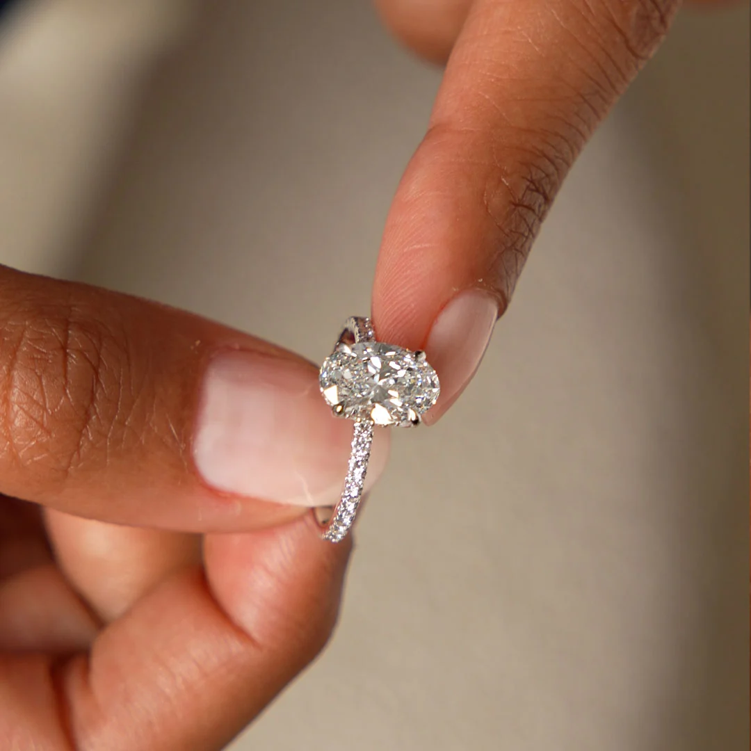 2.40 Ctw 14k Oval Shaped Lab Grown Diamond Pavé Setting with Hidden Halo - Vivara - Image 12
