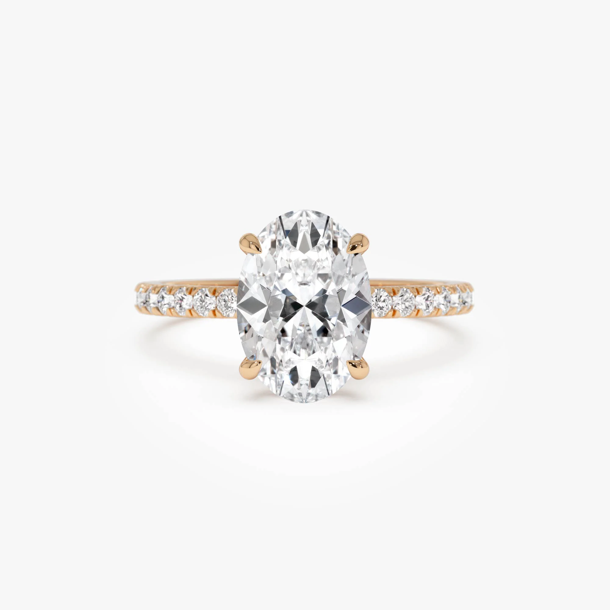 2.40 Ctw 14k Oval Shaped Lab Grown Diamond Pavé Setting with Hidden Halo - Vivara - Image 6